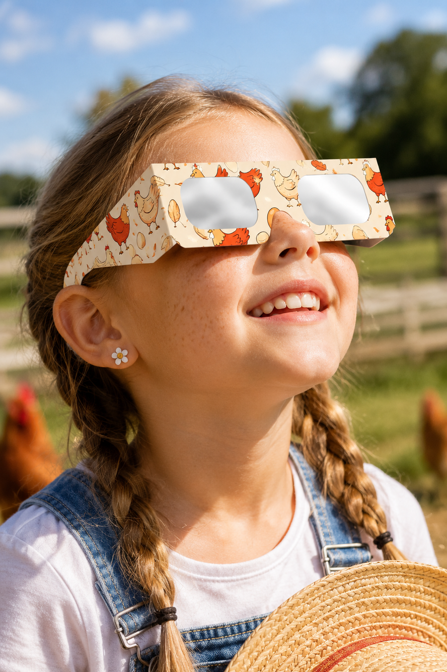 Lunettes en papier pour éclipse solaire Cluck