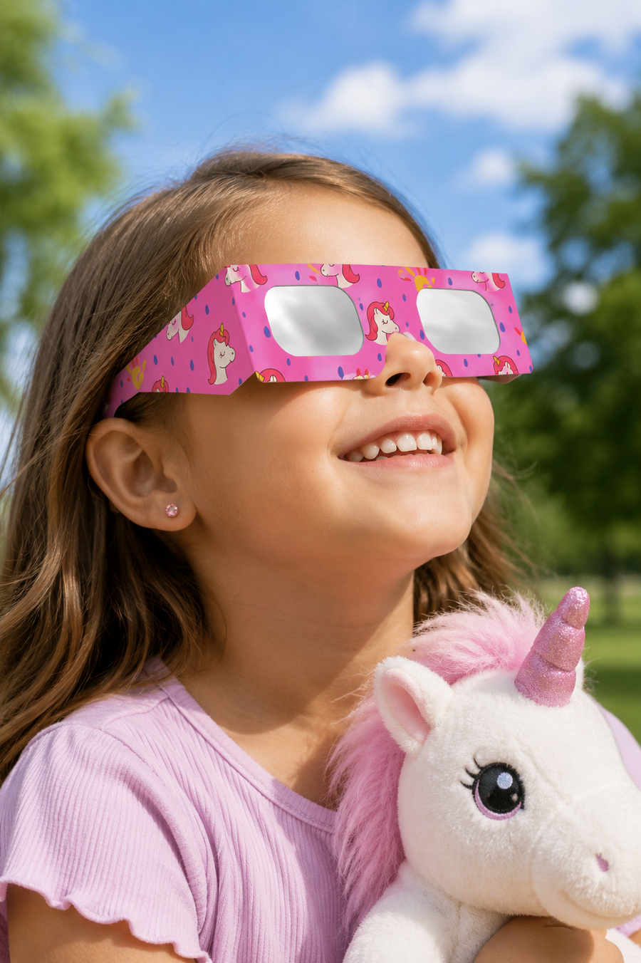 Lunettes en papier pour éclipse solaire Licornes