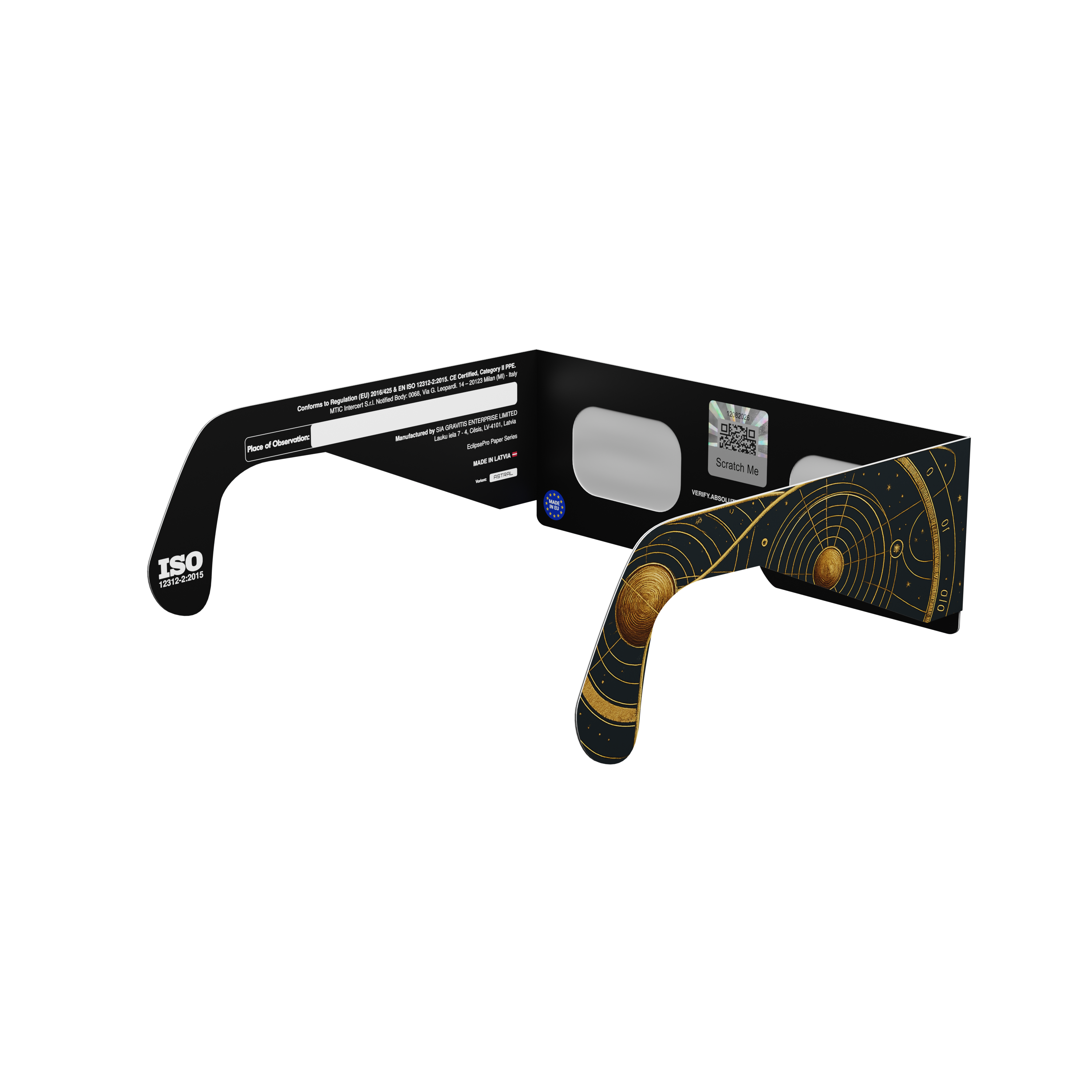 Astral solar eclipse glasses - 135° angle (transparent background)