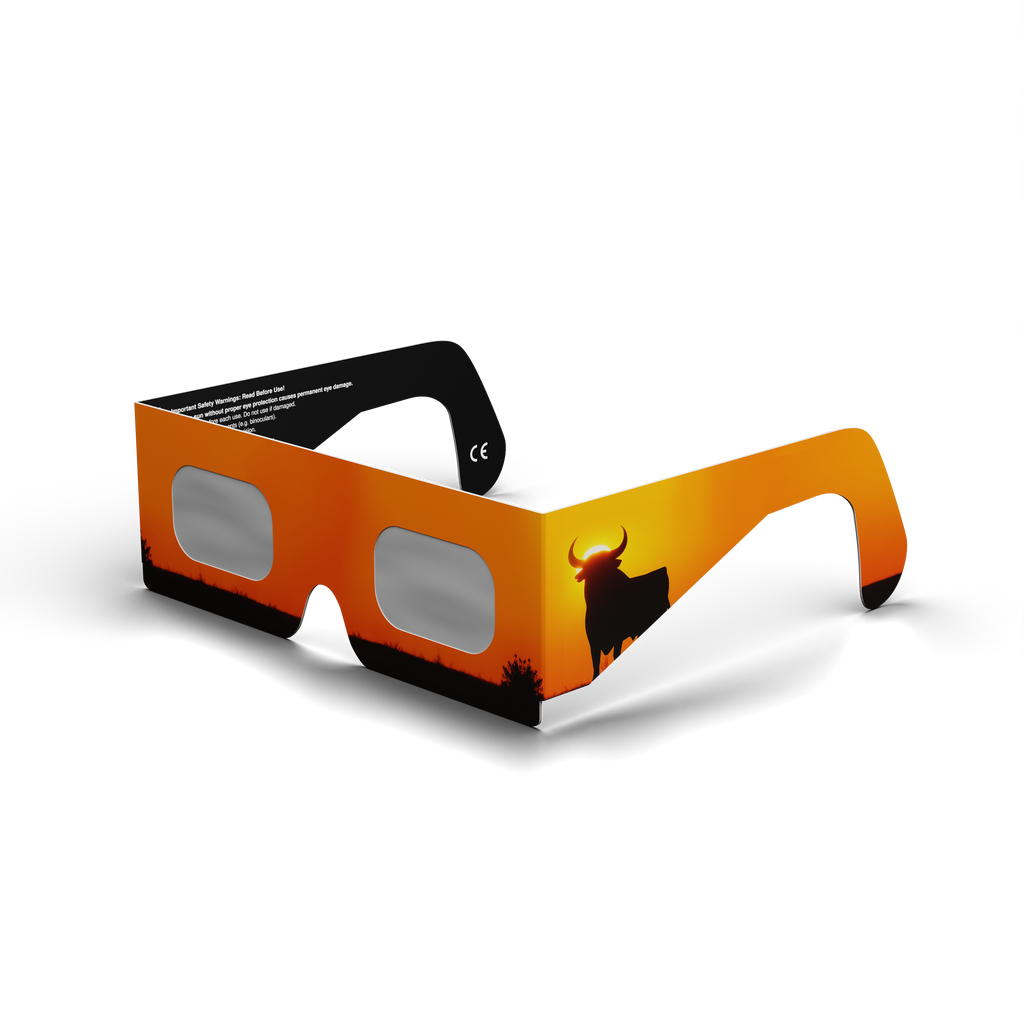Bull solar eclipse glasses - 315° angle (transparent background)