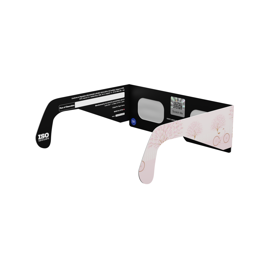 Cherrylane solar eclipse glasses - 135° angle (transparent background)