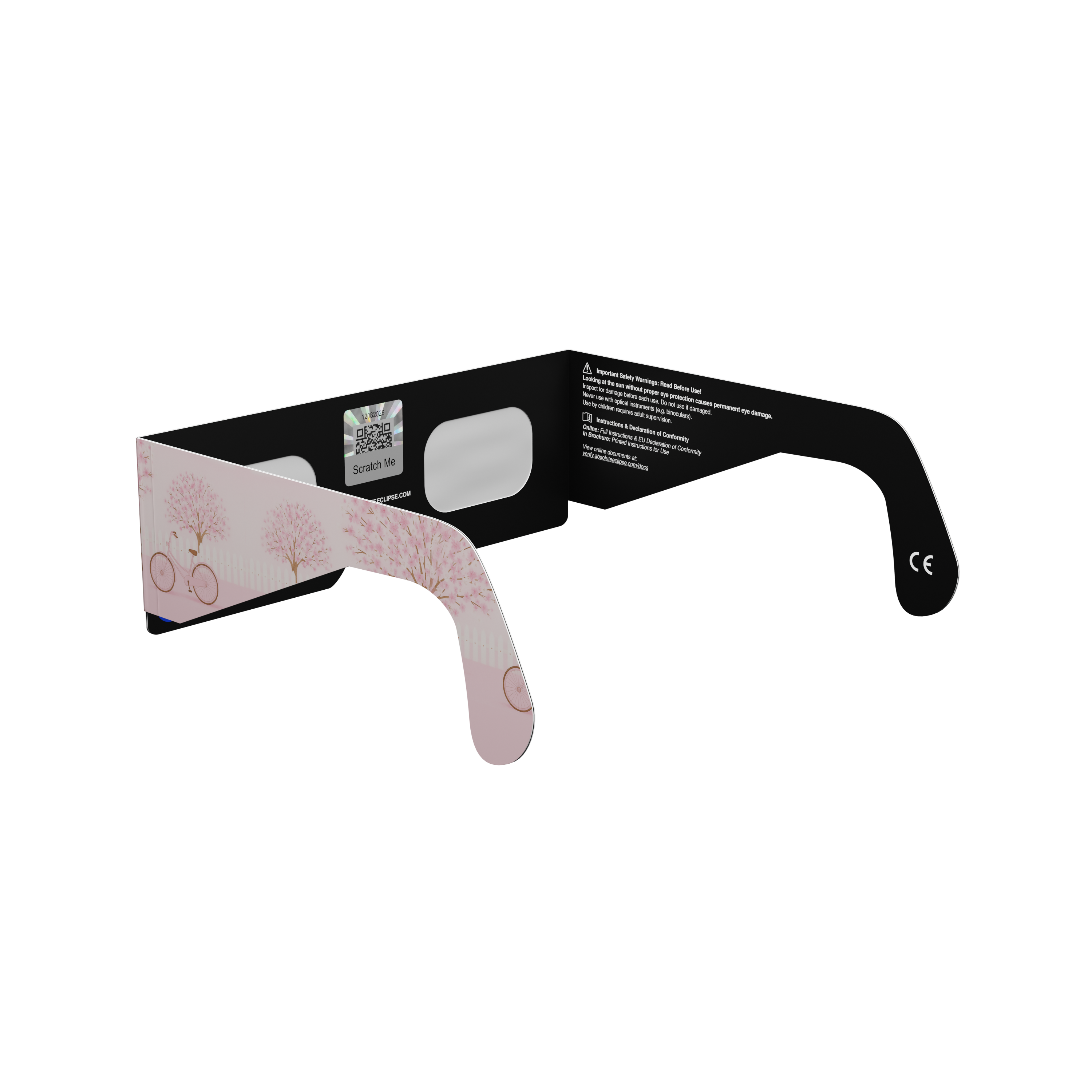 Cherrylane solar eclipse glasses - 225° angle (transparent background)