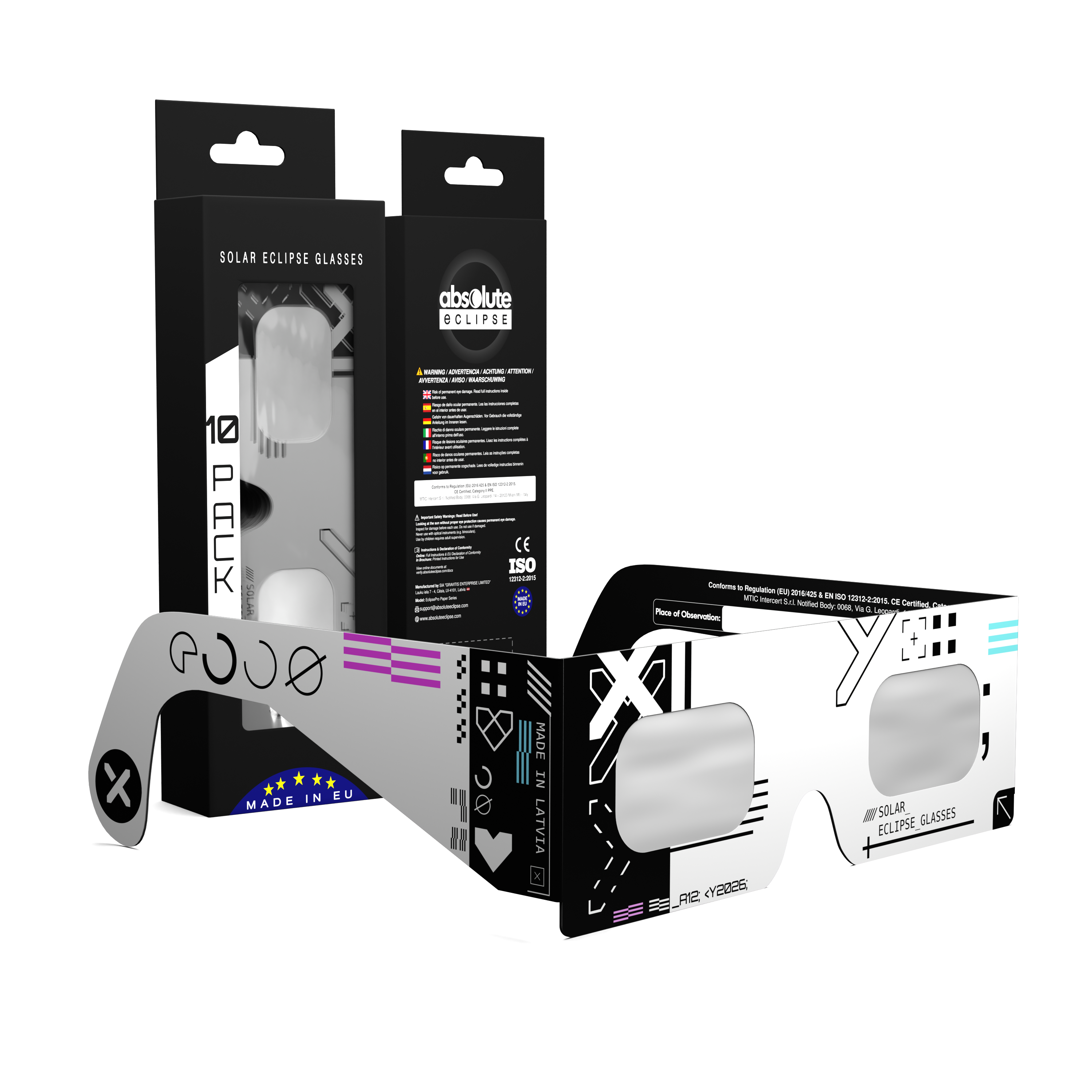 Cipher solar eclipse glasses - 10 pack comp