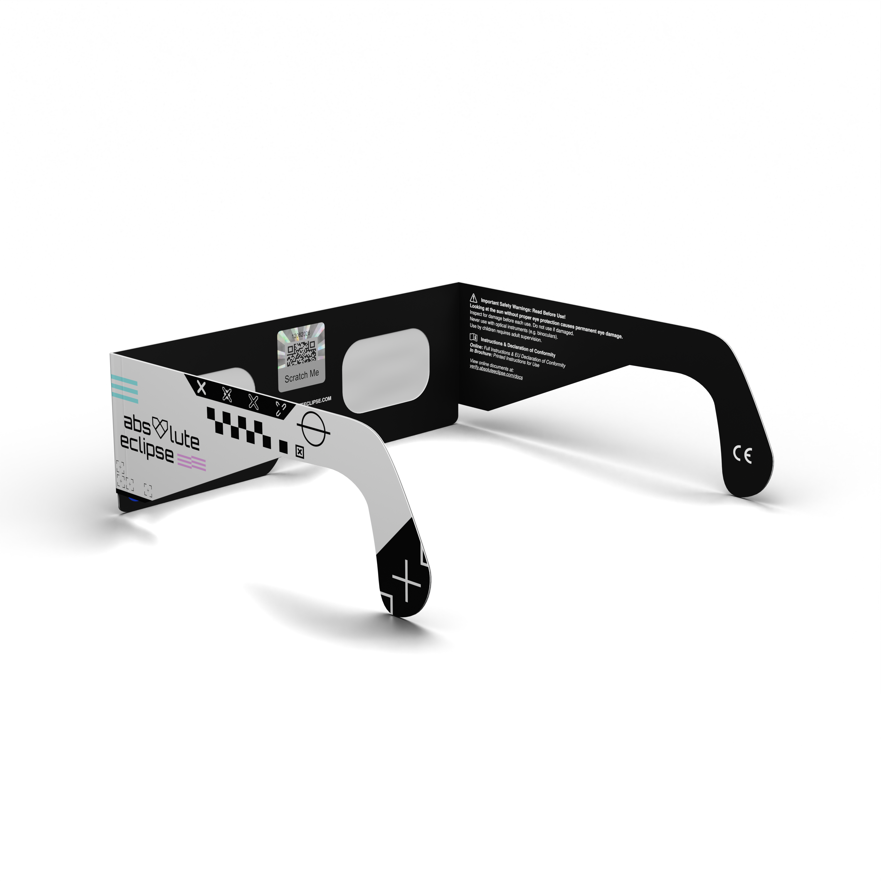 Cipher solar eclipse glasses - 225° angle (transparent background)