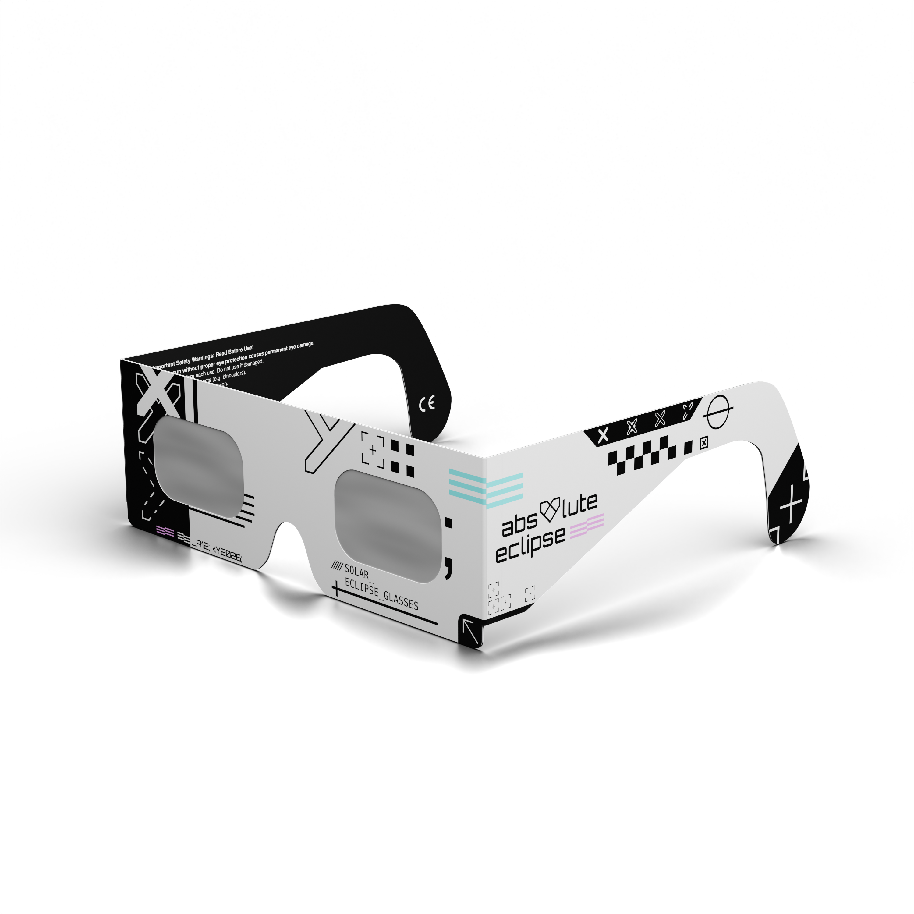 Cipher solar eclipse glasses - 315° angle (transparent background)
