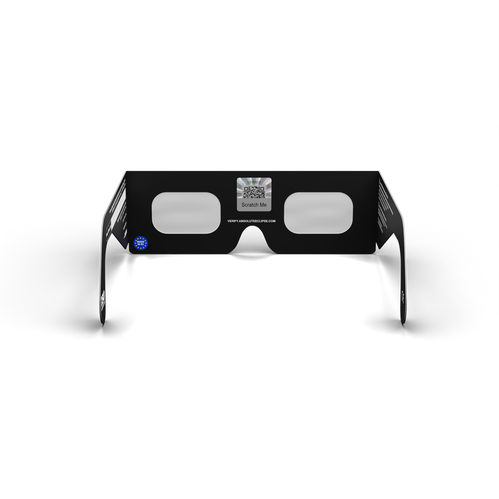 Coldsoup solar eclipse glasses - 180° angle (transparent background)
