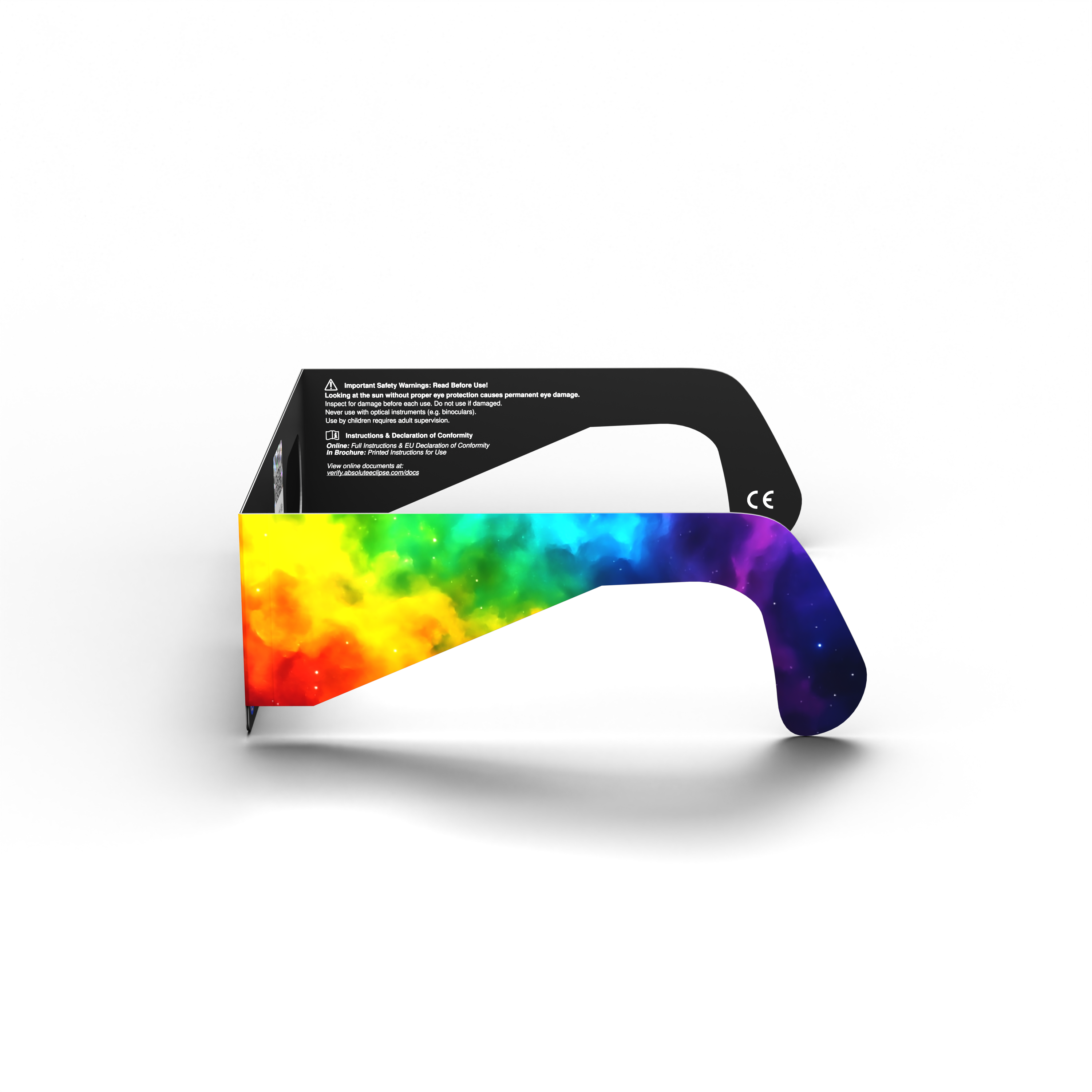 Colorsplash solar eclipse glasses - 270° angle (transparent background)
