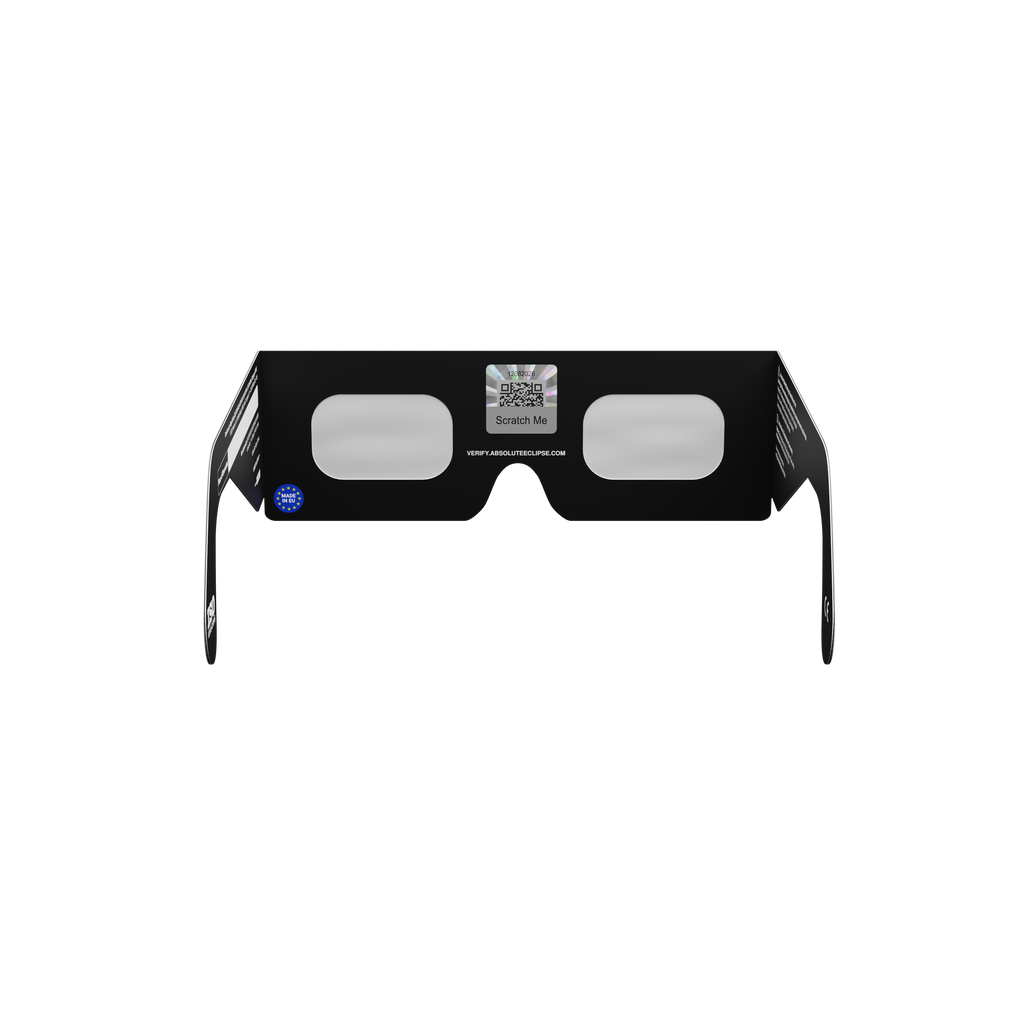 Crowd solar eclipse glasses - 180° angle (transparent background)
