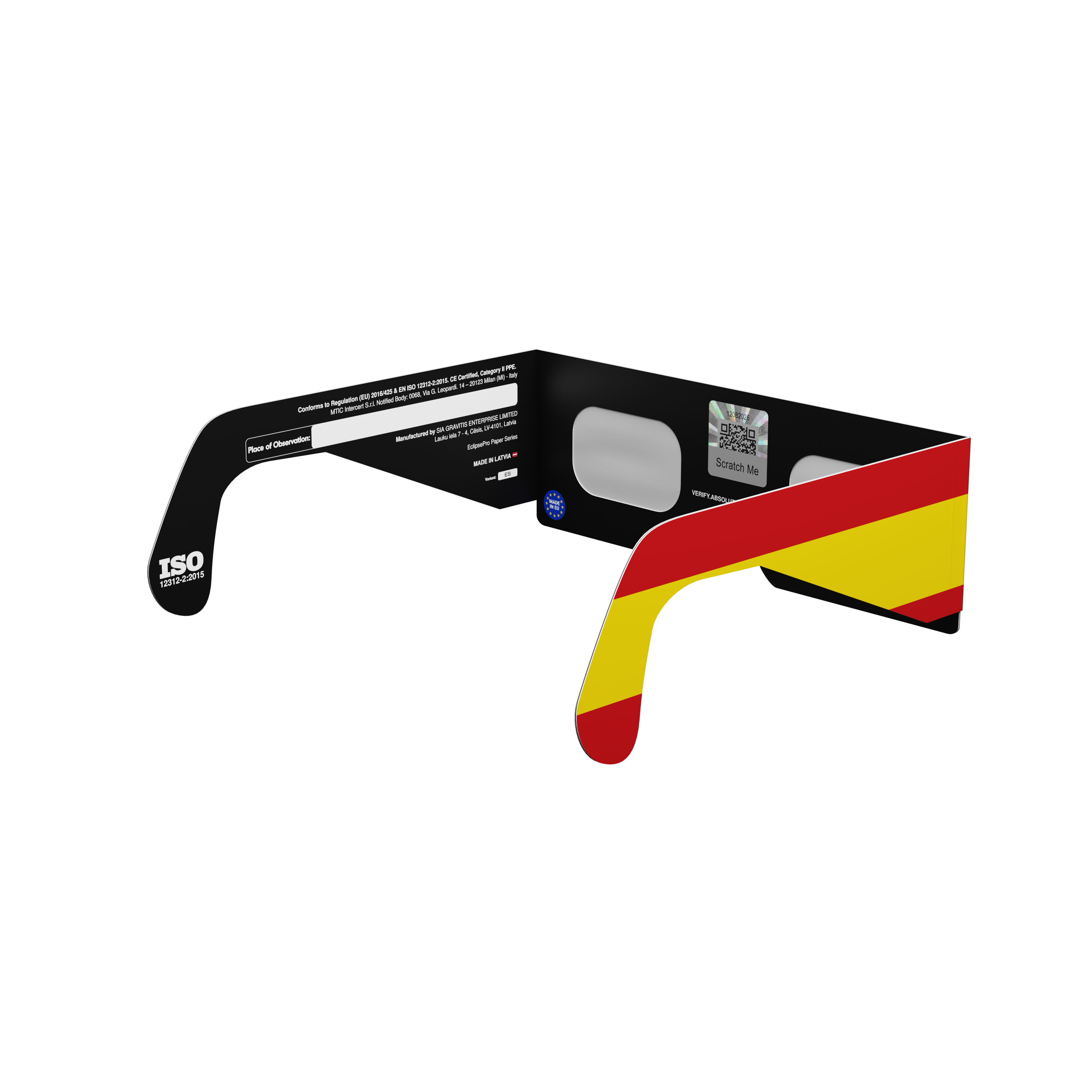 ES solar eclipse glasses - 135° angle (transparent background)