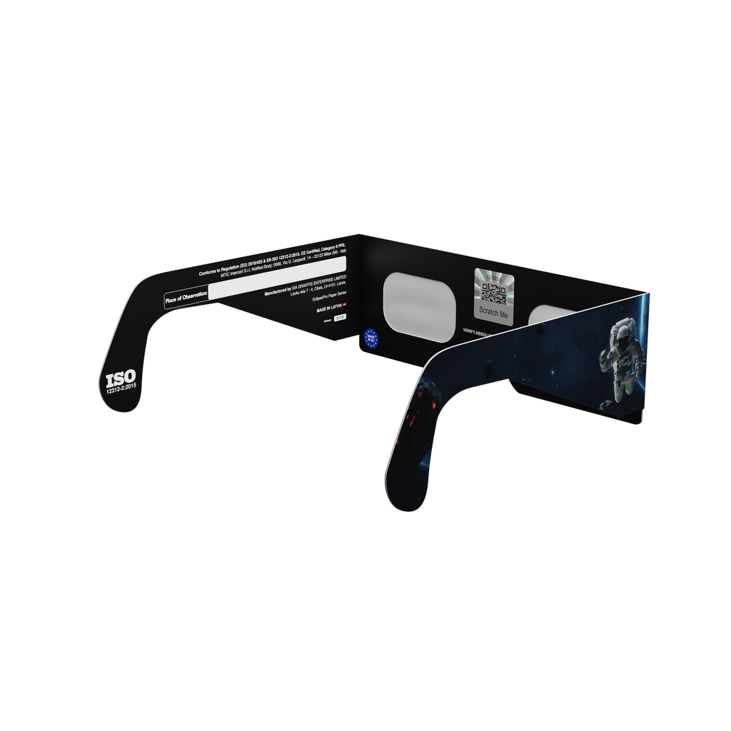 EVA solar eclipse glasses - 135° angle (transparent background)