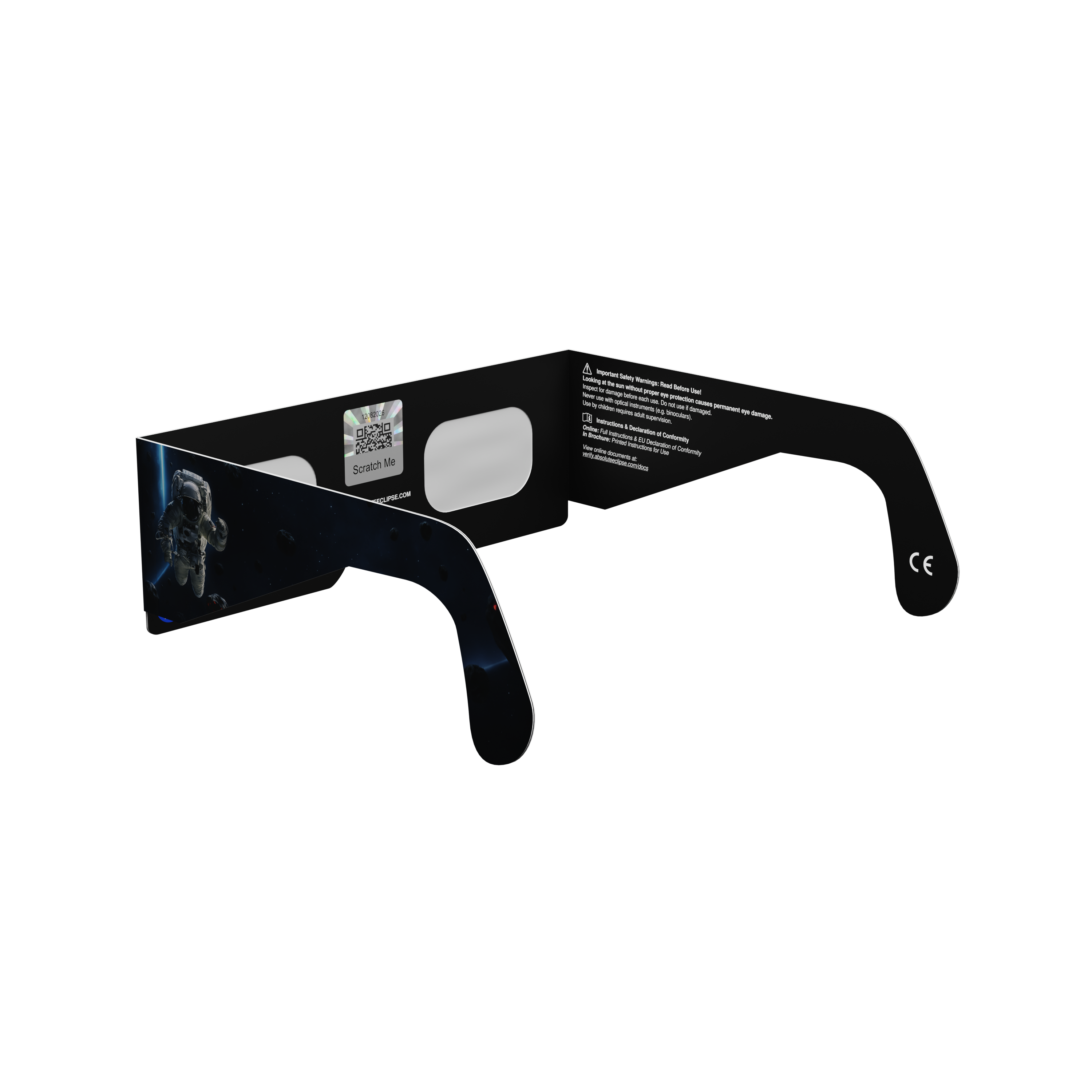 EVA solar eclipse glasses - 225° angle (transparent background)