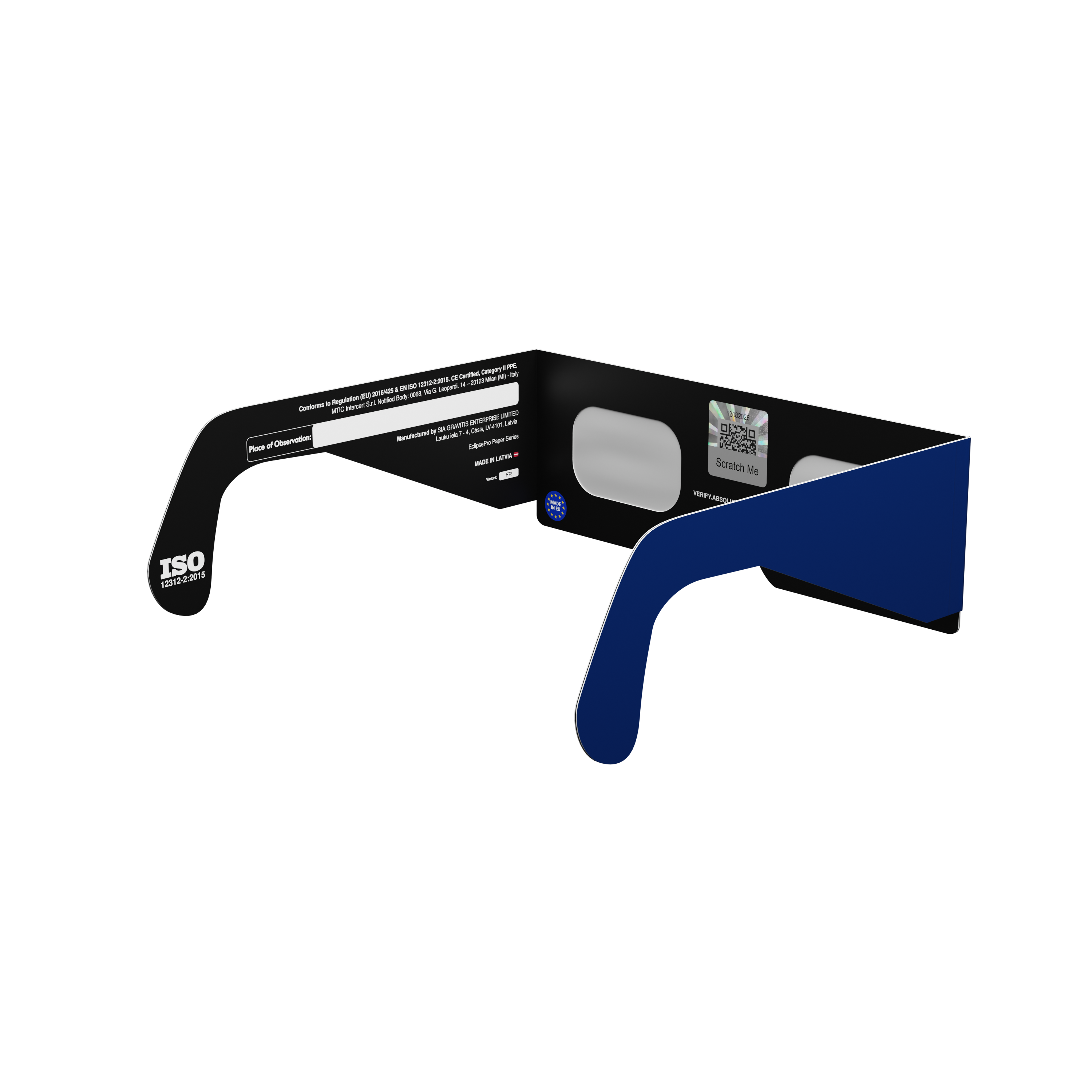 FR solar eclipse glasses - 135° angle (transparent background)