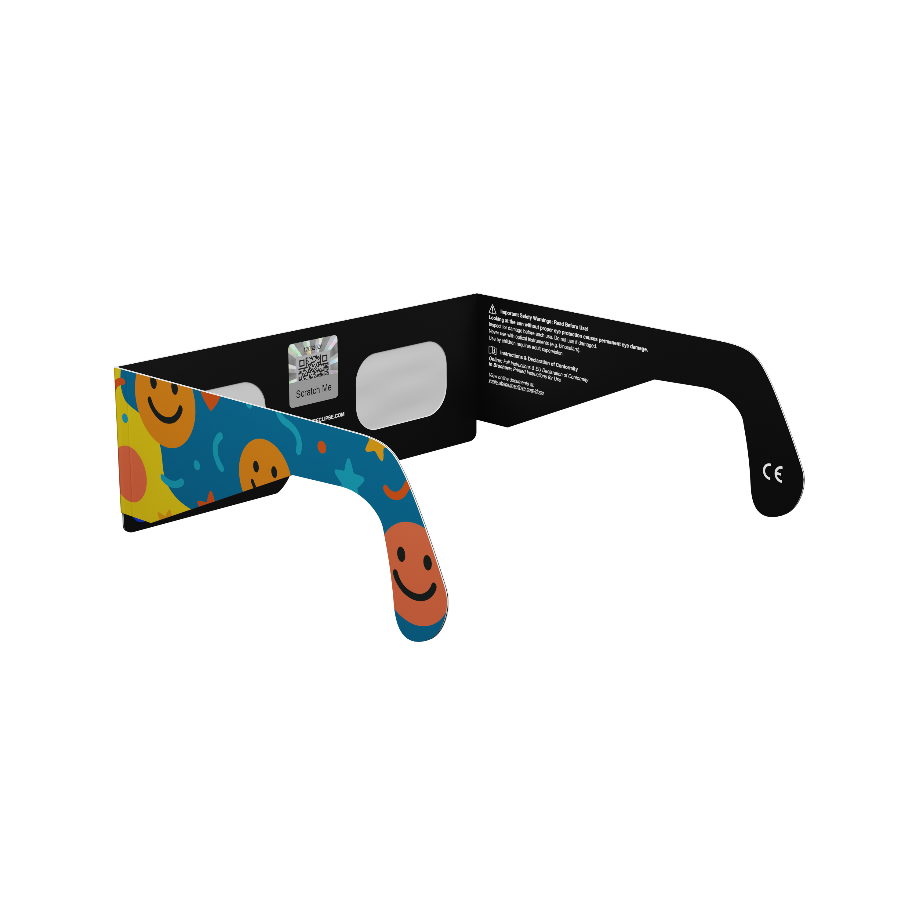Fun solar eclipse glasses - 225° angle (transparent background)