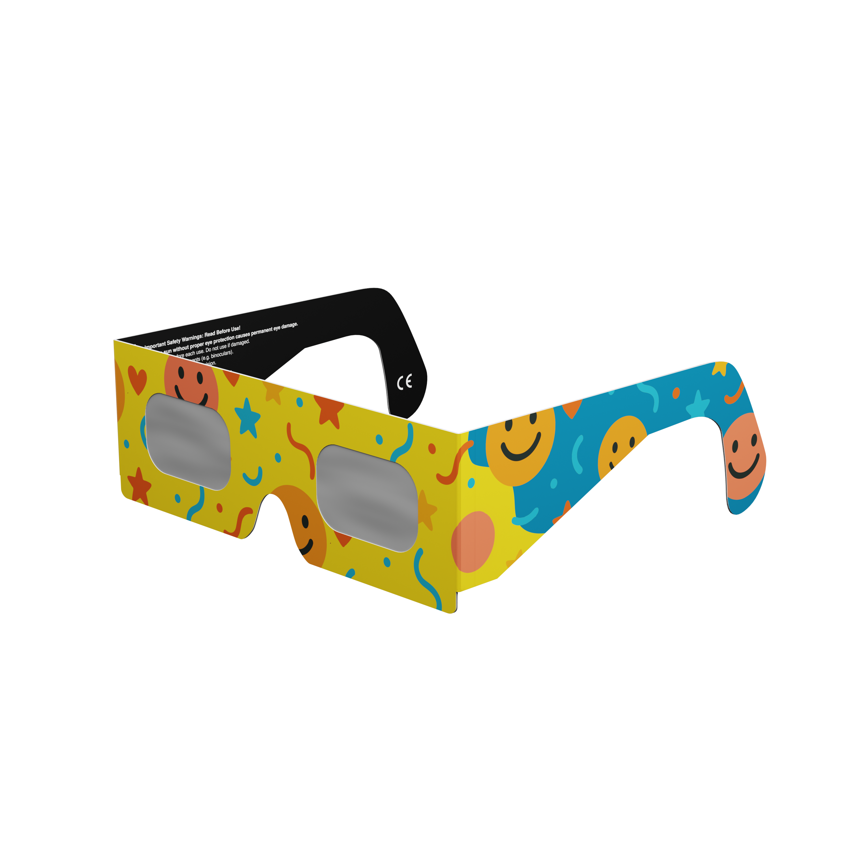 Fun solar eclipse glasses - 315° angle (transparent background)