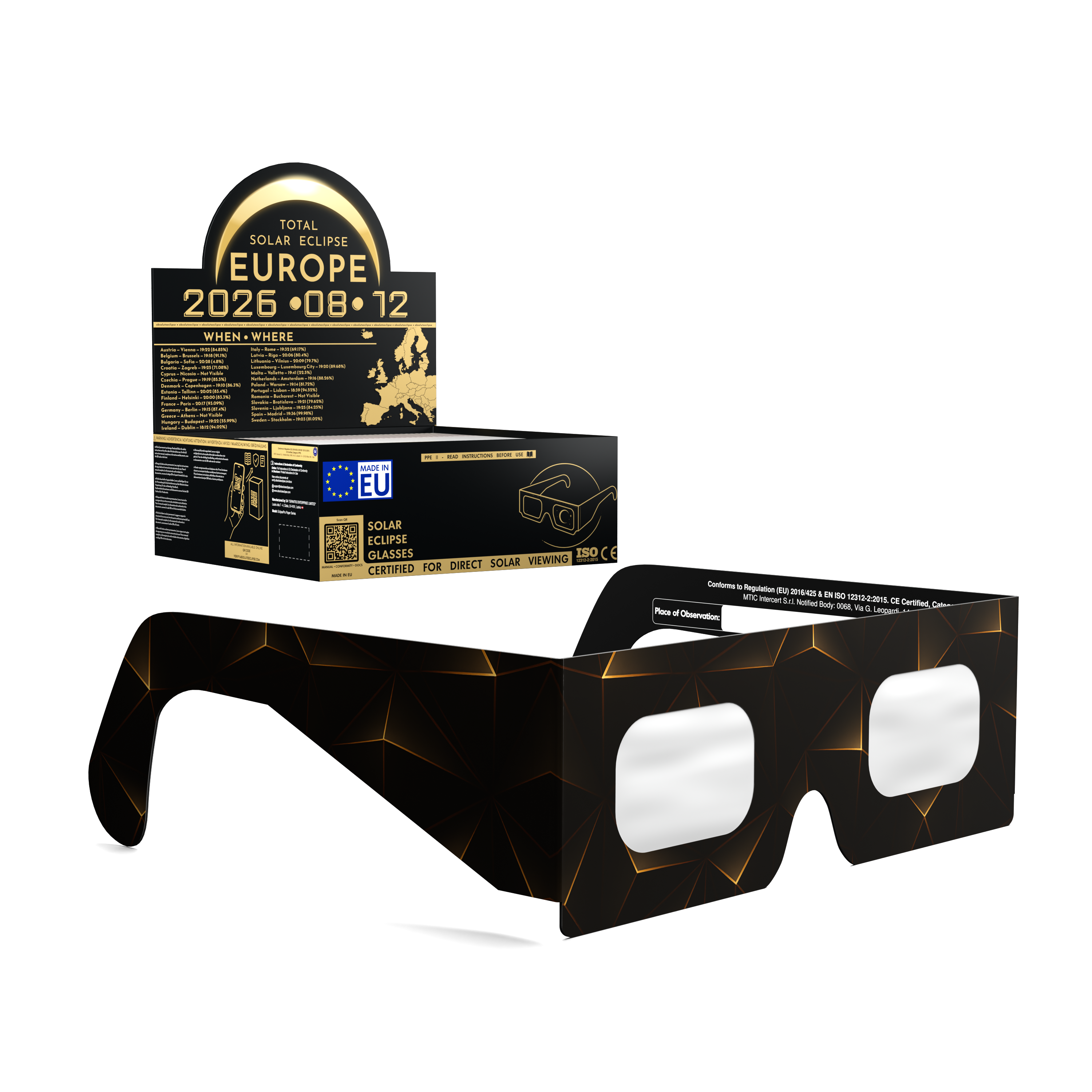 Goldline solar eclipse glasses - 50 pack comp