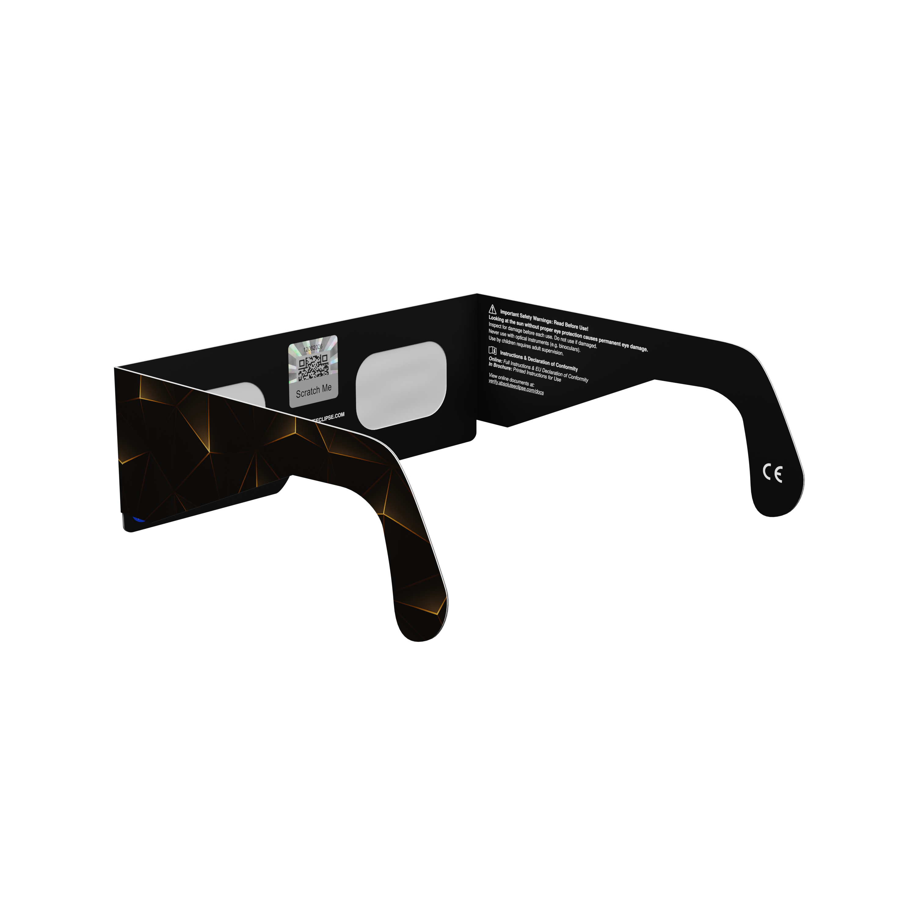 Goldline solar eclipse glasses - 225° angle (transparent background)
