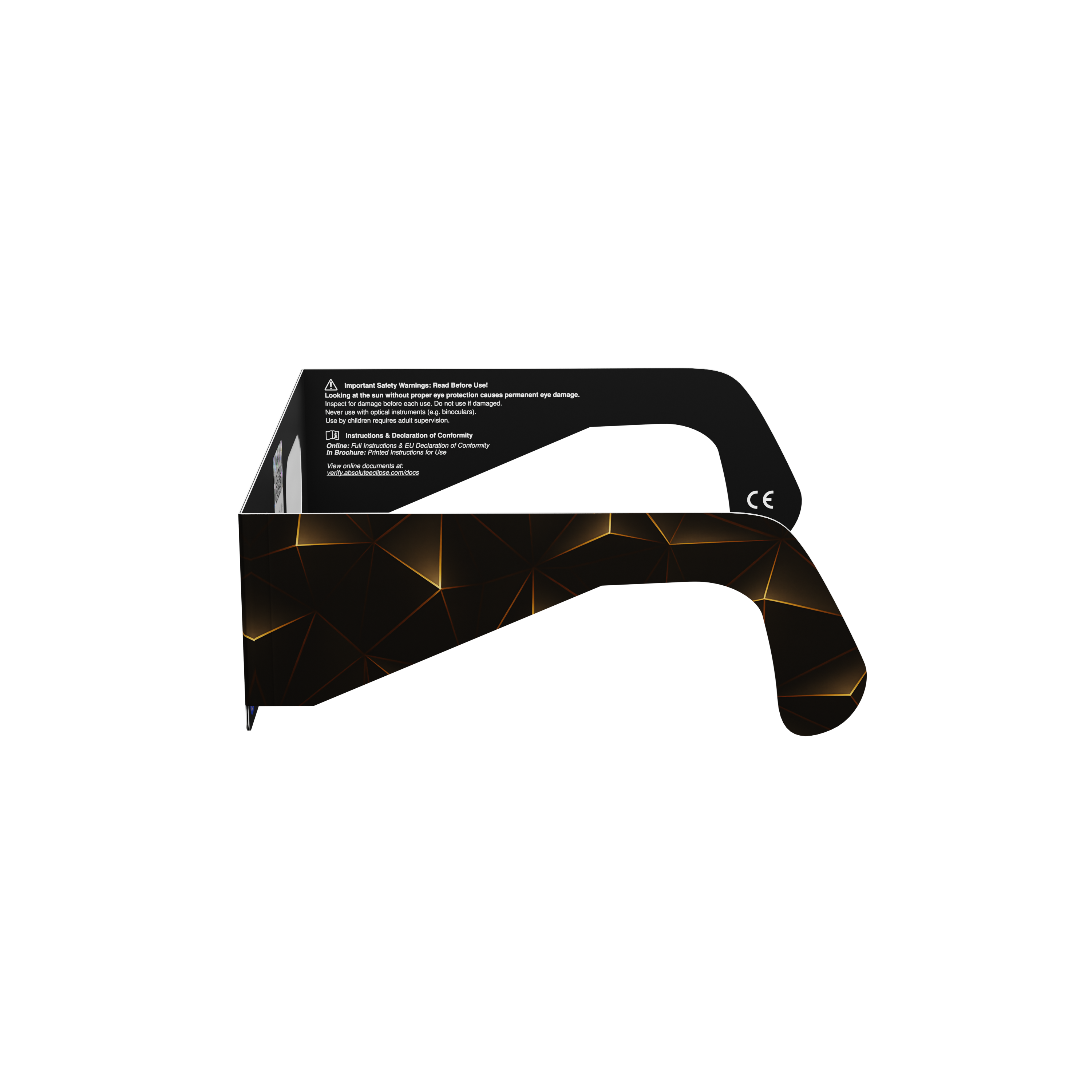 Goldline solar eclipse glasses - 270° angle (transparent background)