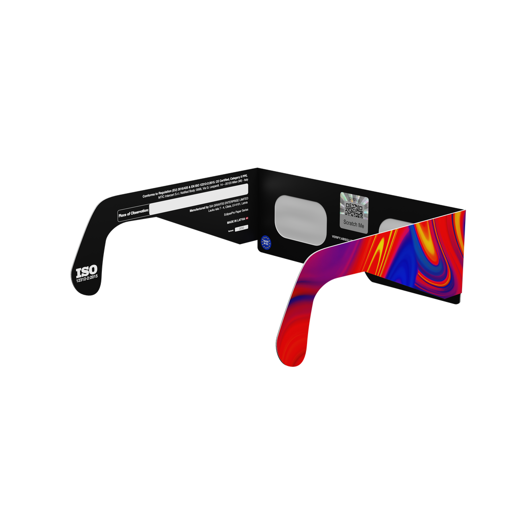 Goo solar eclipse glasses - 135° angle (transparent background)
