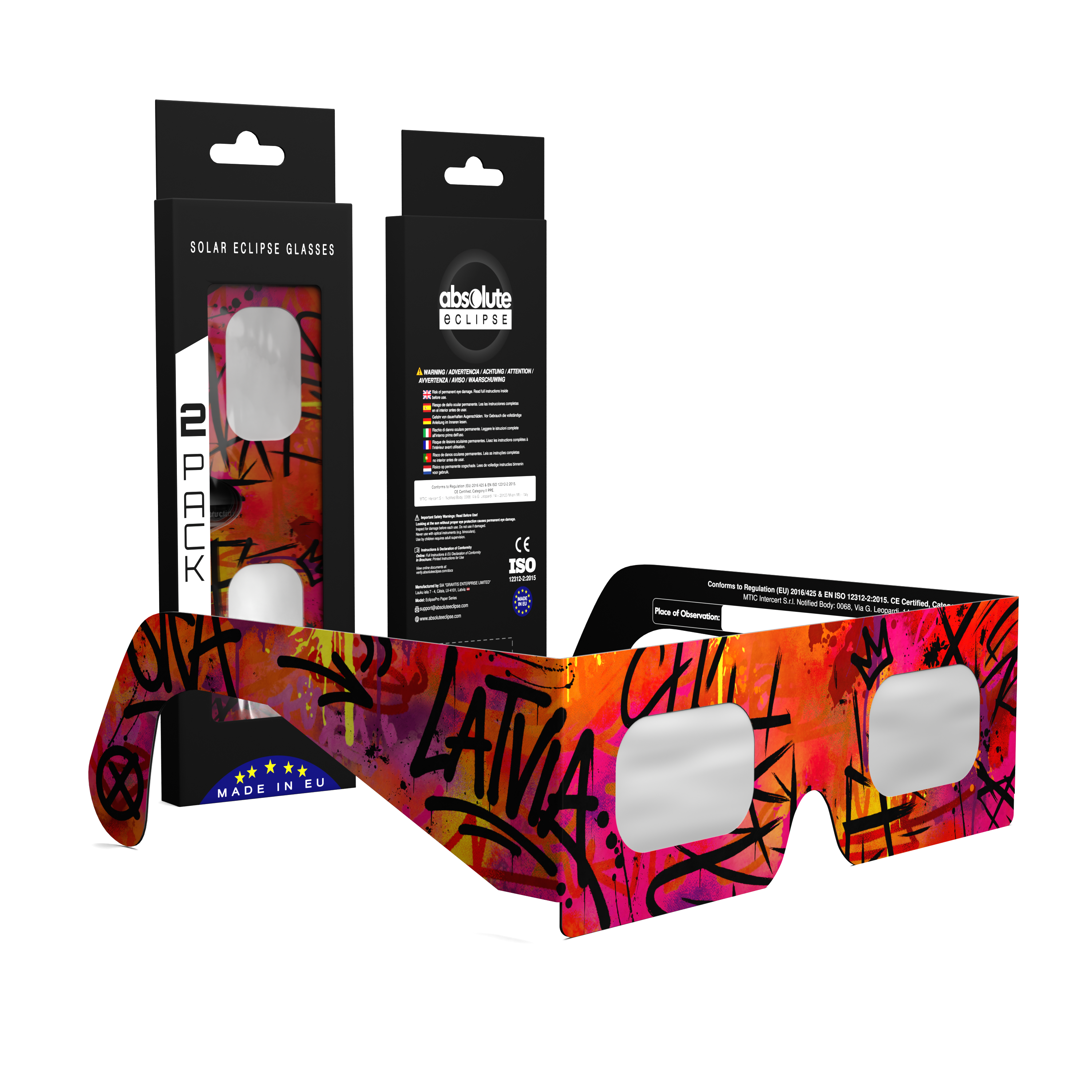 Graffiti solar eclipse glasses - 2 pack comp
