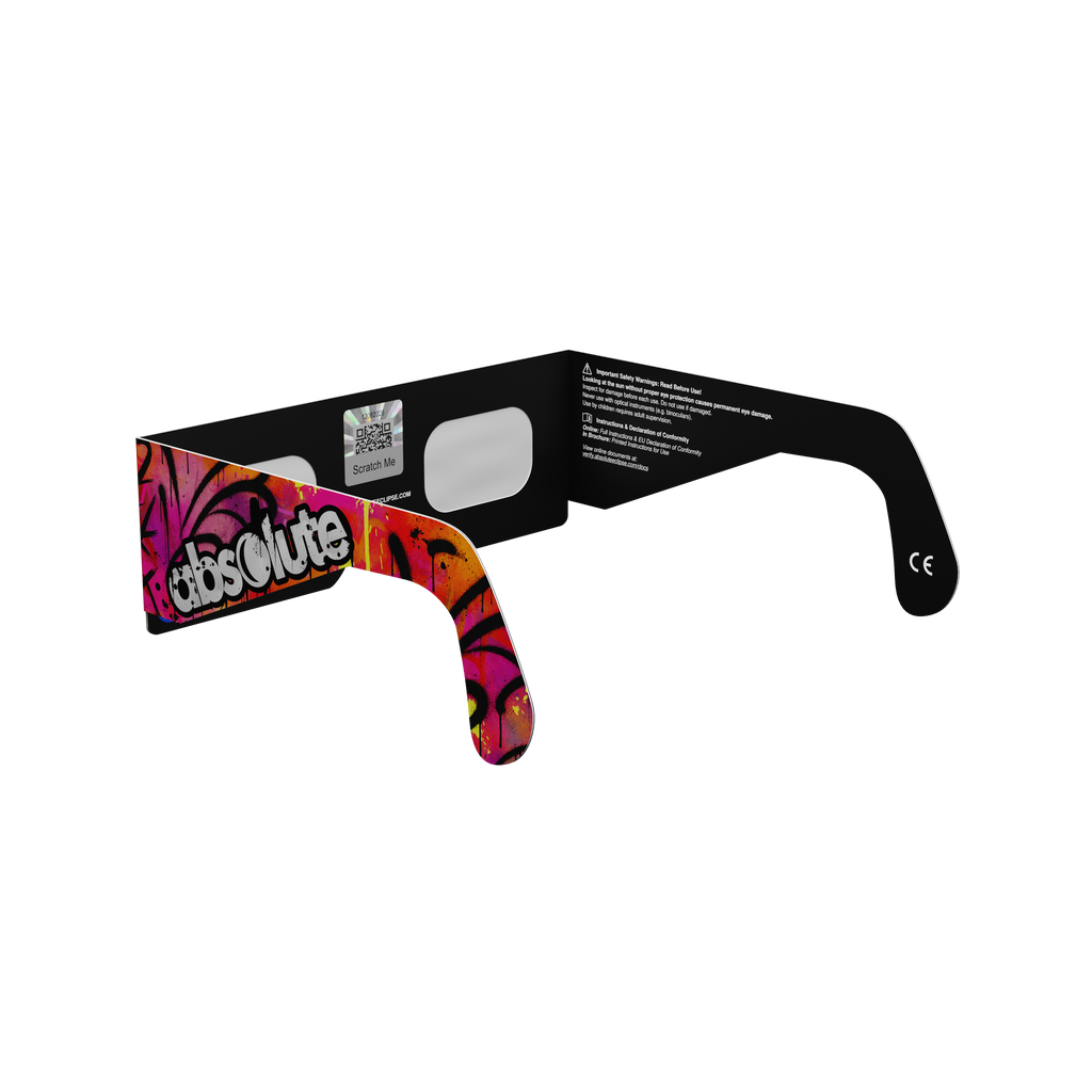 Graffiti solar eclipse glasses - 225° angle (transparent background)