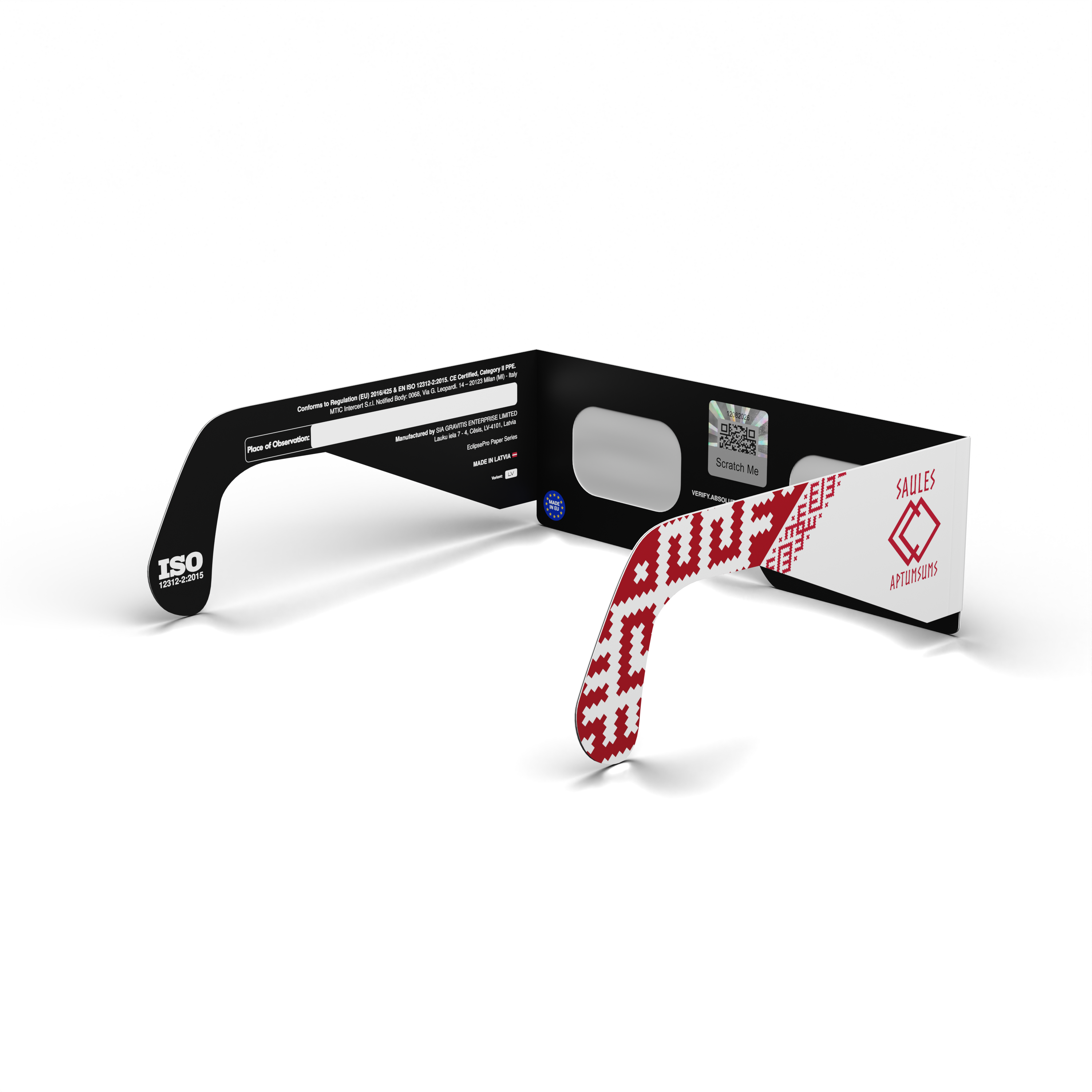 LV solar eclipse glasses - 135° angle (transparent background)
