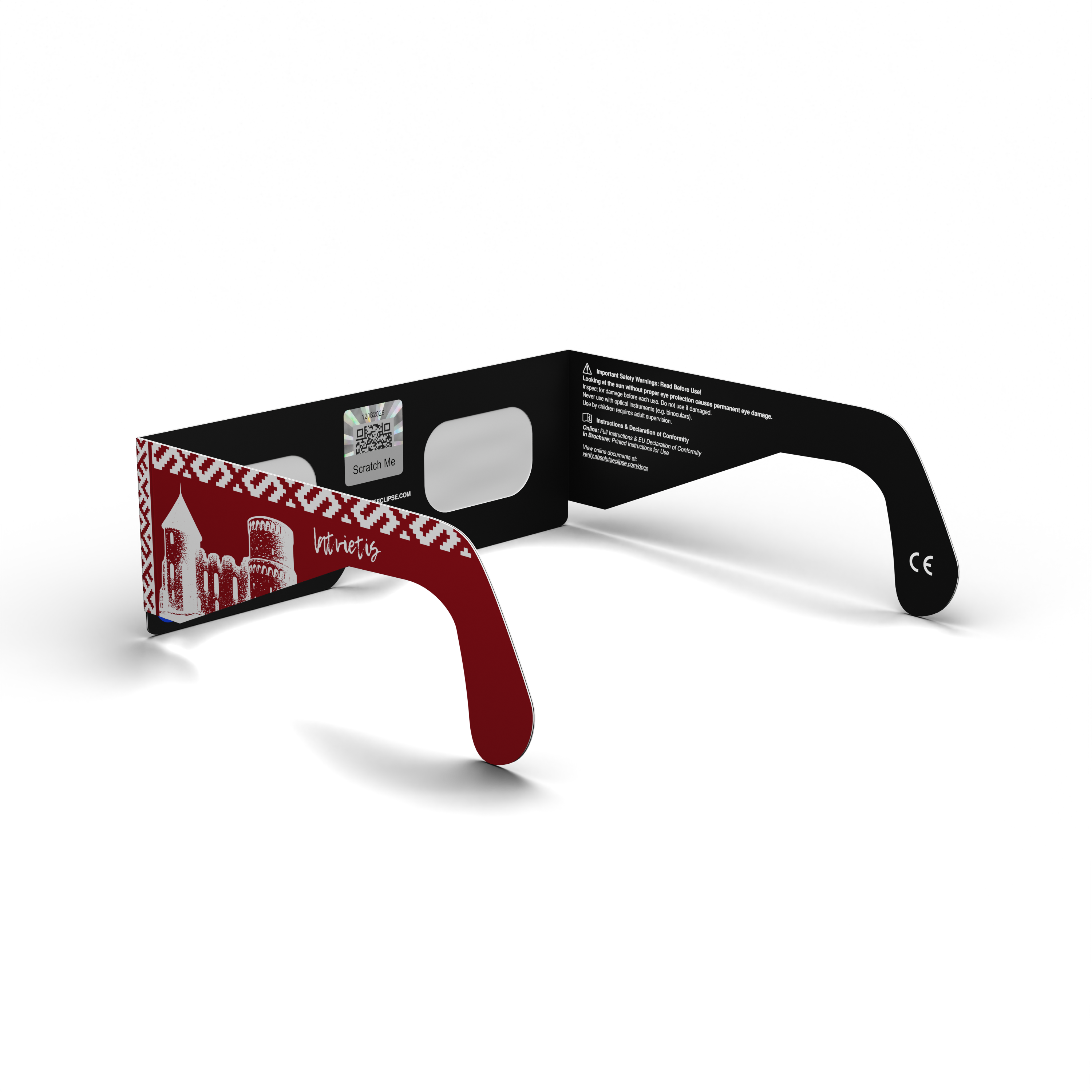 LV solar eclipse glasses - 225° angle (transparent background)