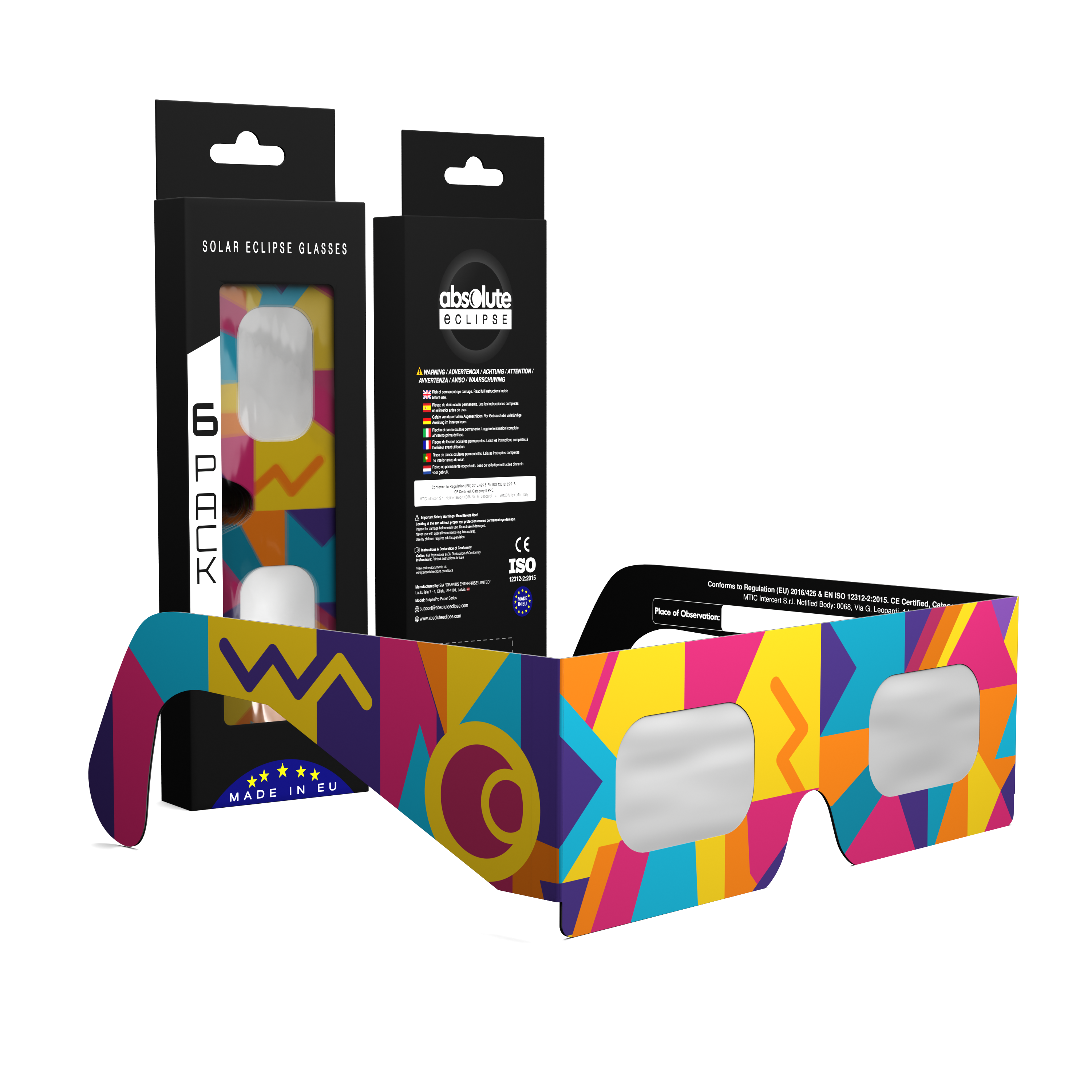 Memphis solar eclipse glasses - 6 pack comp