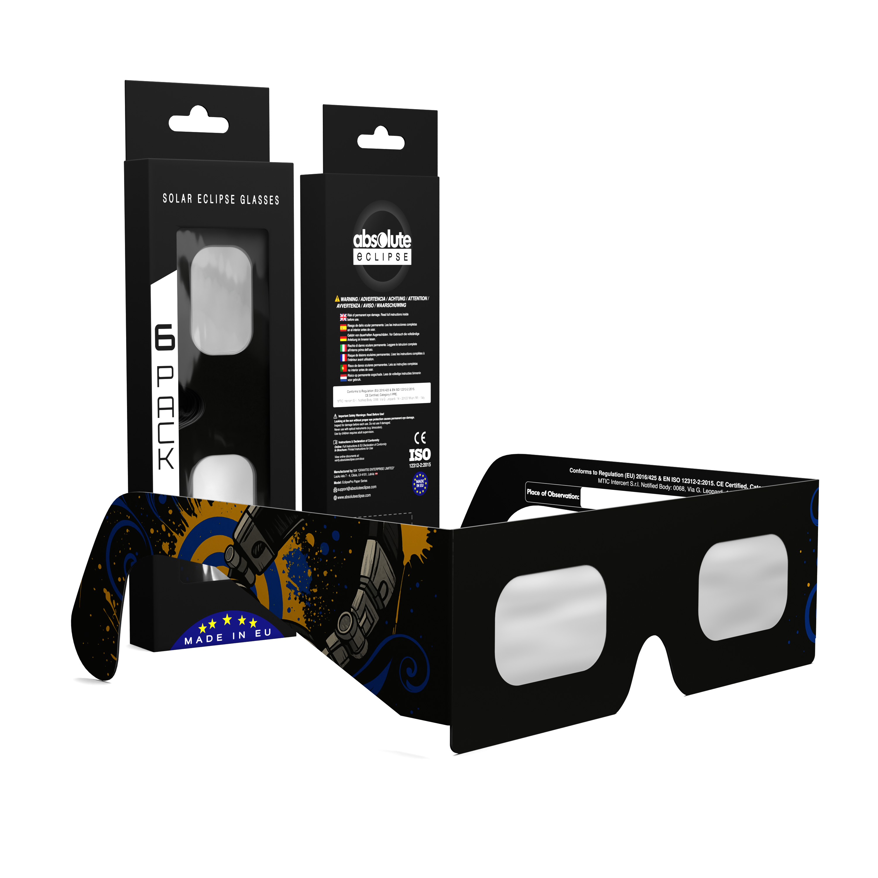 Music solar eclipse glasses - 6 pack comp