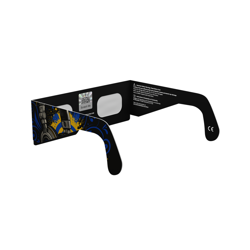 Music solar eclipse glasses - 225° angle (transparent background)