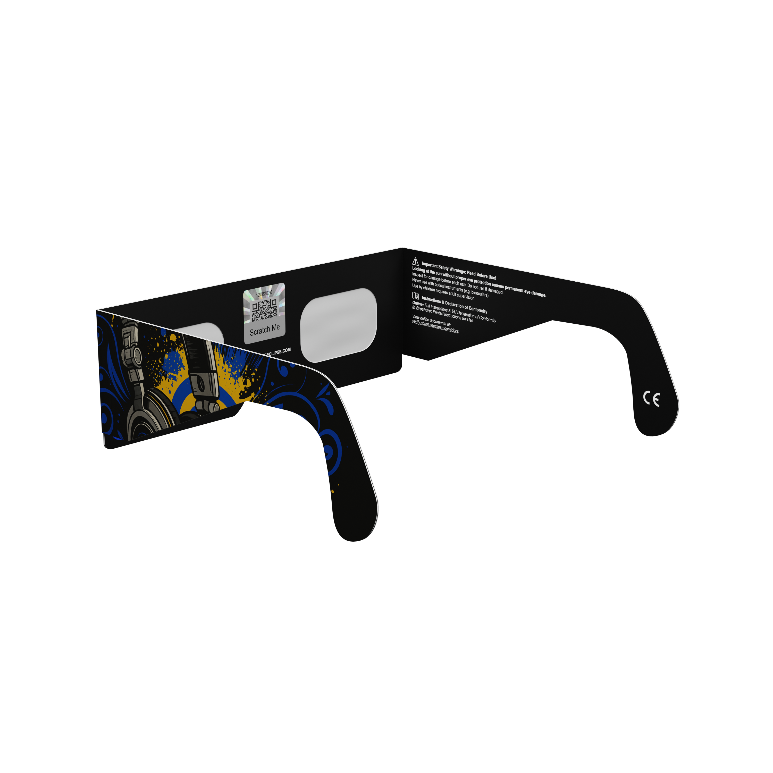 Music solar eclipse glasses - 225° angle (transparent background)