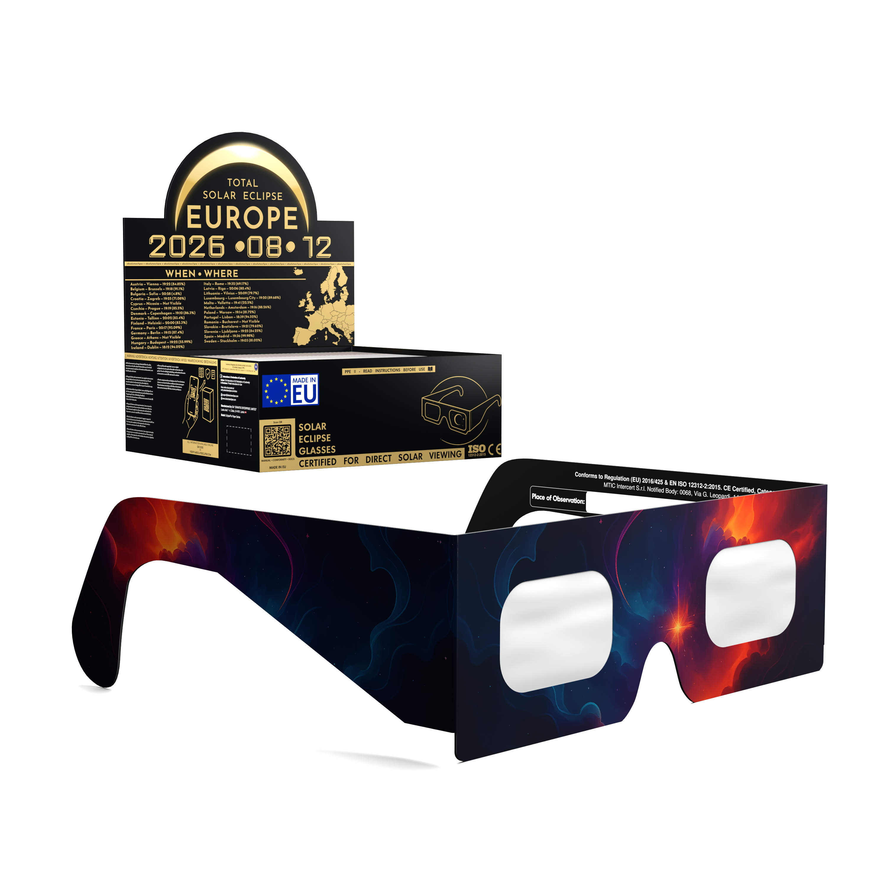 Nebula solar eclipse glasses - 50 pack comp