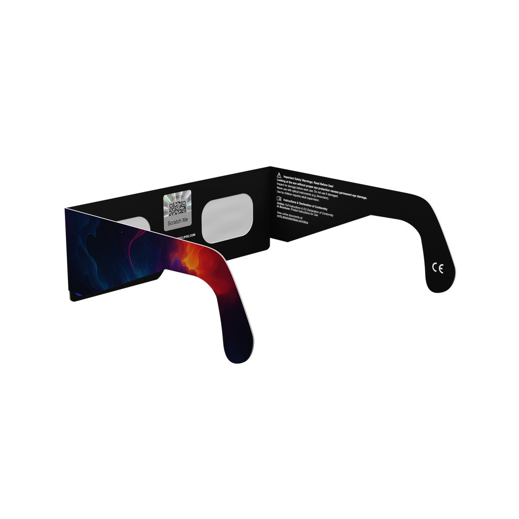 Nebula solar eclipse glasses - 225° angle (transparent background)