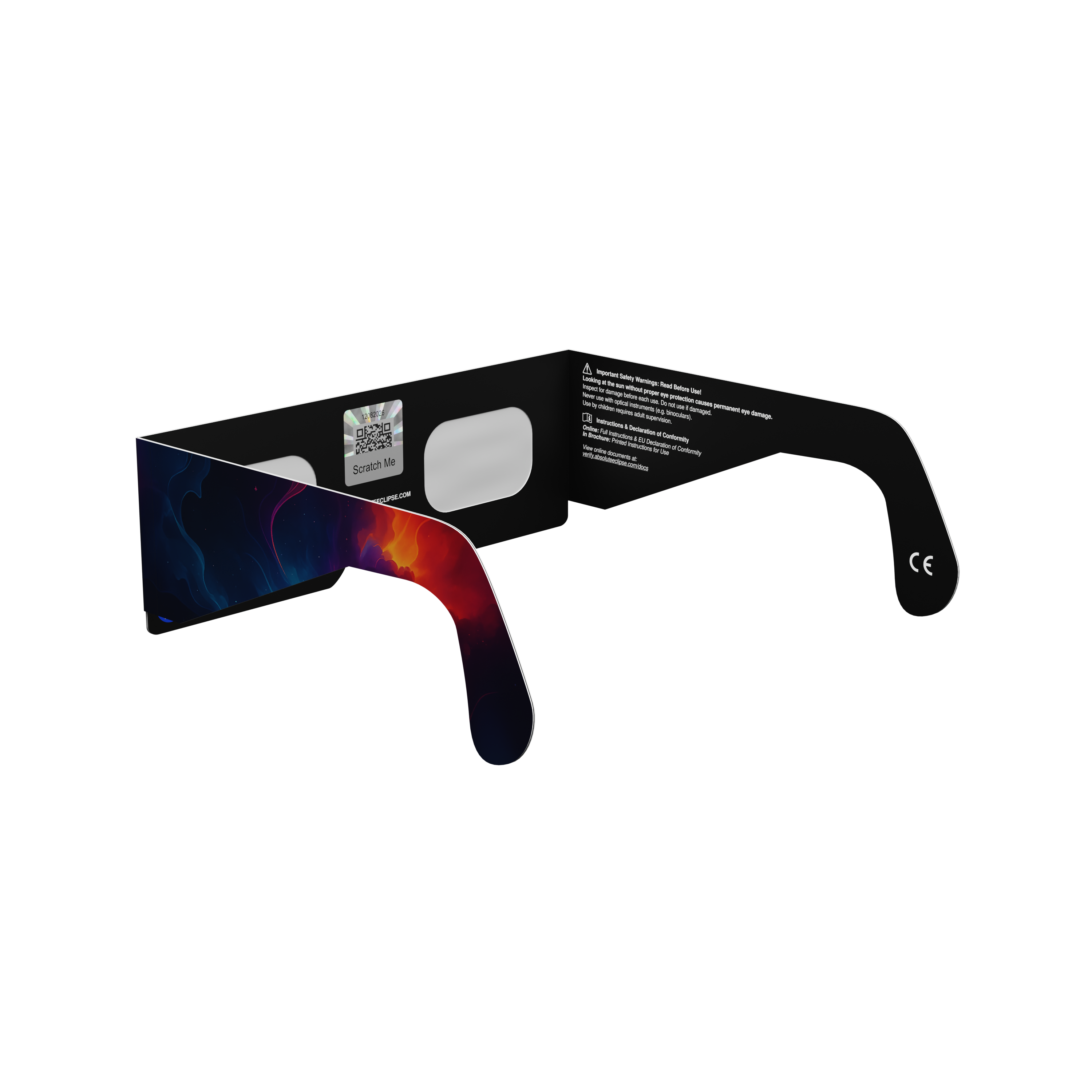 Nebula solar eclipse glasses - 225° angle (transparent background)