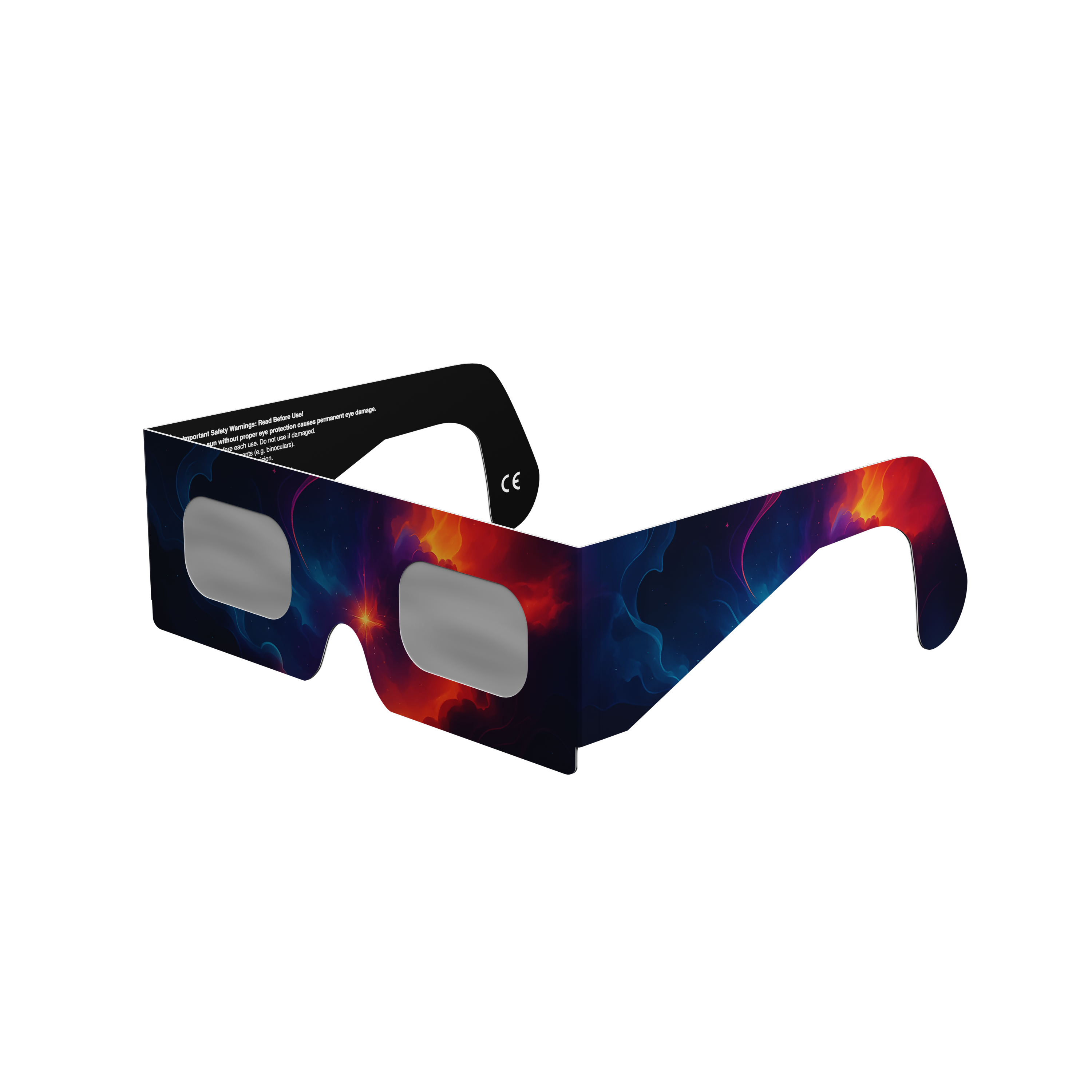 Nebula solar eclipse glasses - 315° angle (transparent background)