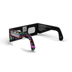 Neon solar eclipse glasses - 225° angle (transparent background)