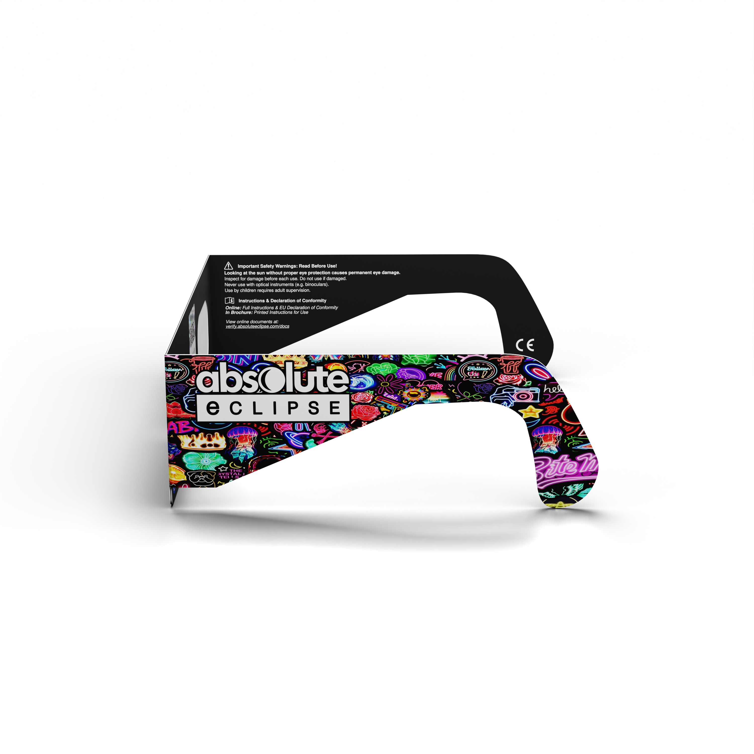 Neon solar eclipse glasses - 270° angle (transparent background)