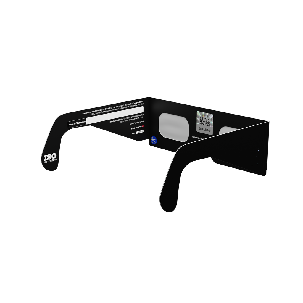 Orbiter solar eclipse glasses - 135° angle (transparent background)