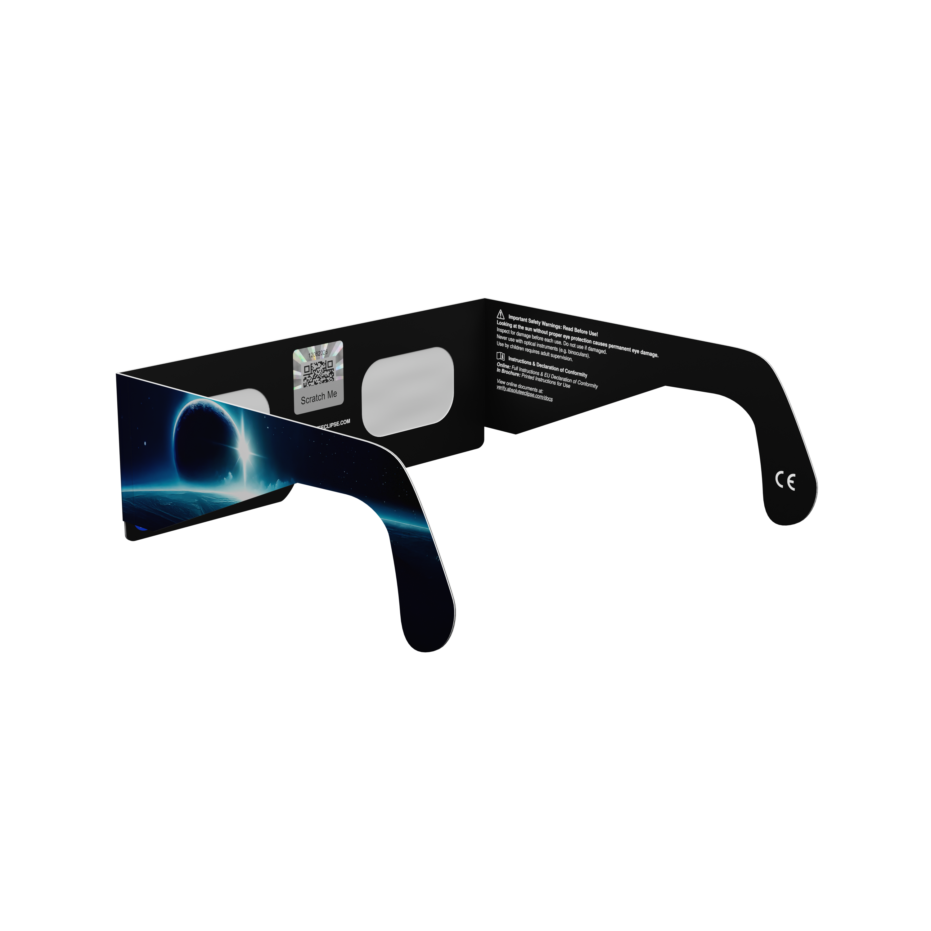 Orbiter solar eclipse glasses - 225° angle (transparent background)
