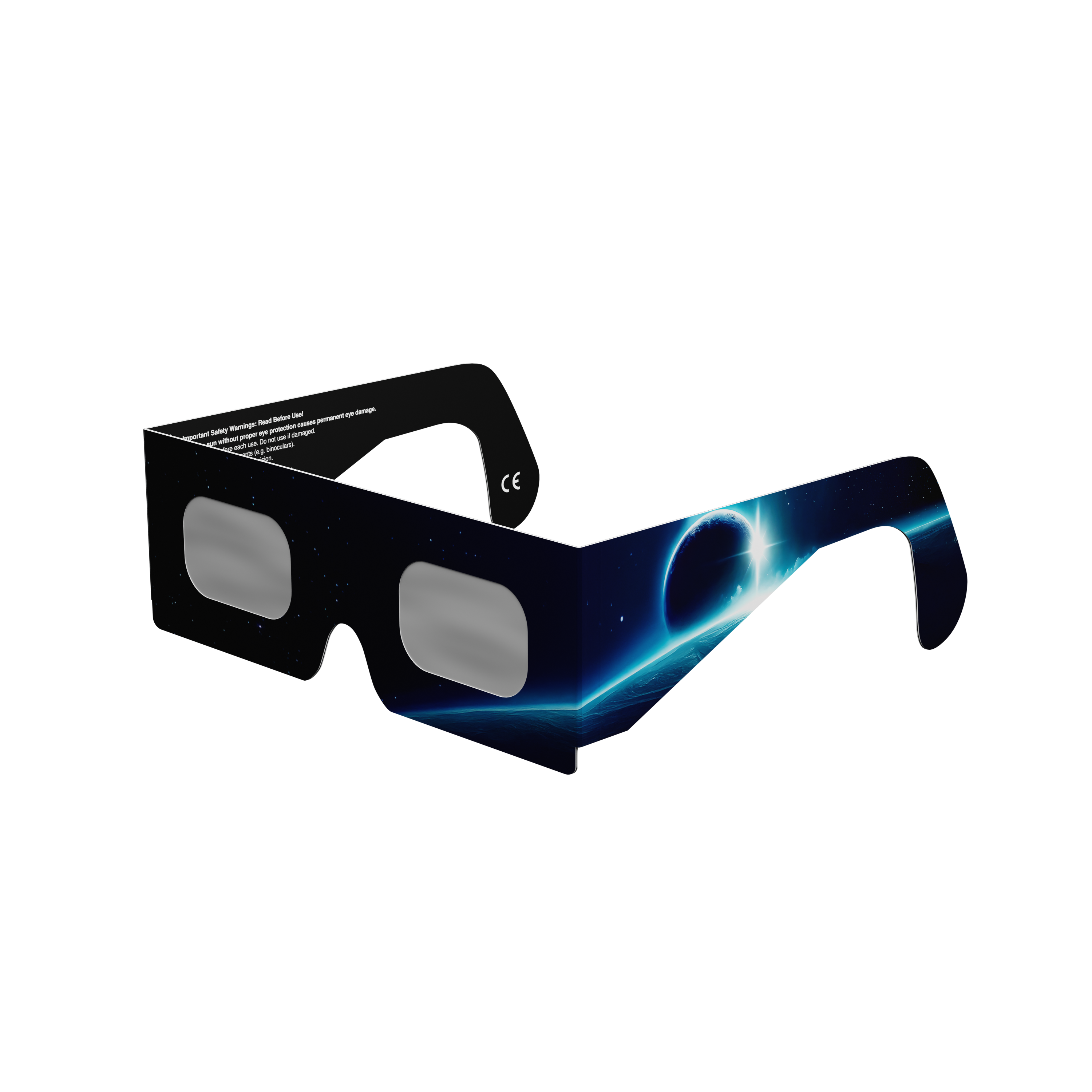Orbiter solar eclipse glasses - 315° angle (transparent background)
