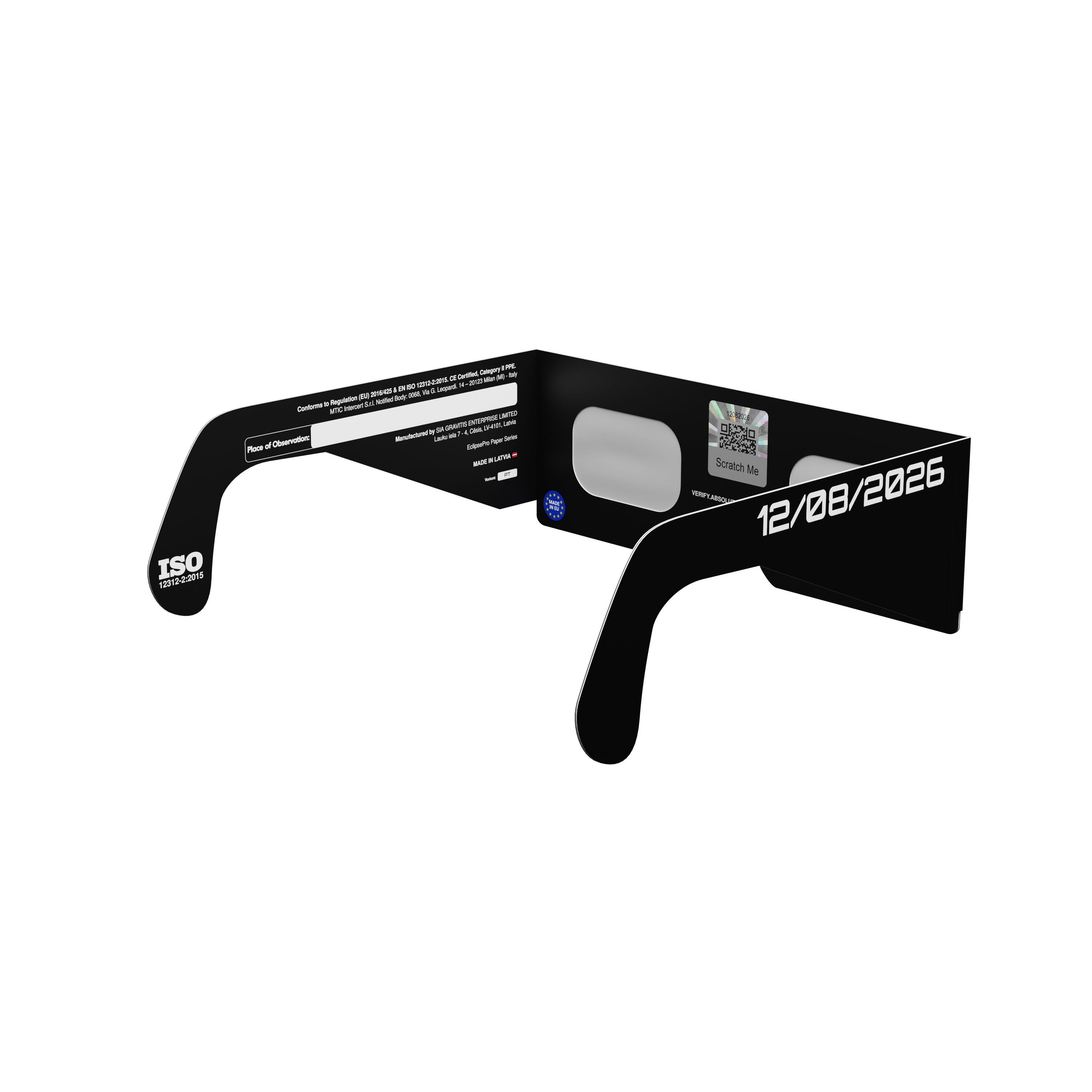 PT solar eclipse glasses - 135° angle (transparent background)