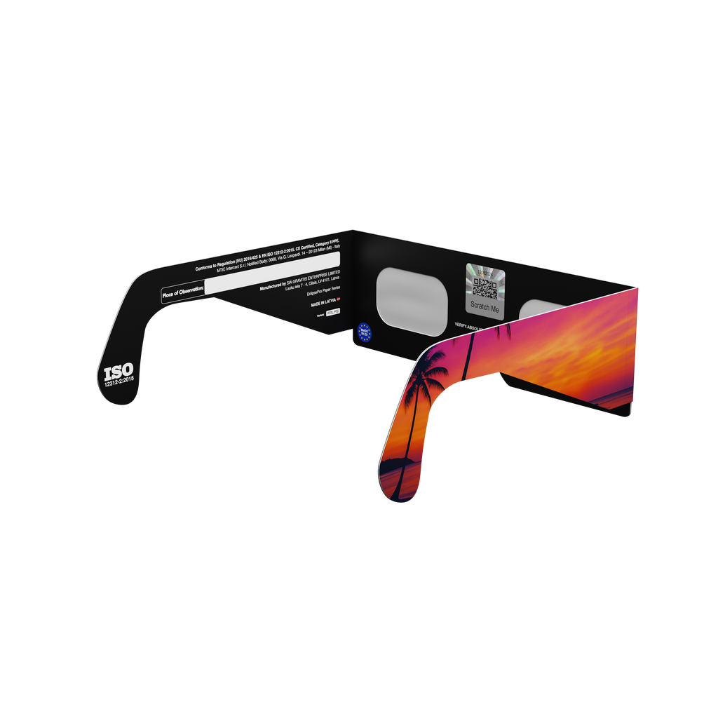 Palms solar eclipse glasses - 135° angle (transparent background)