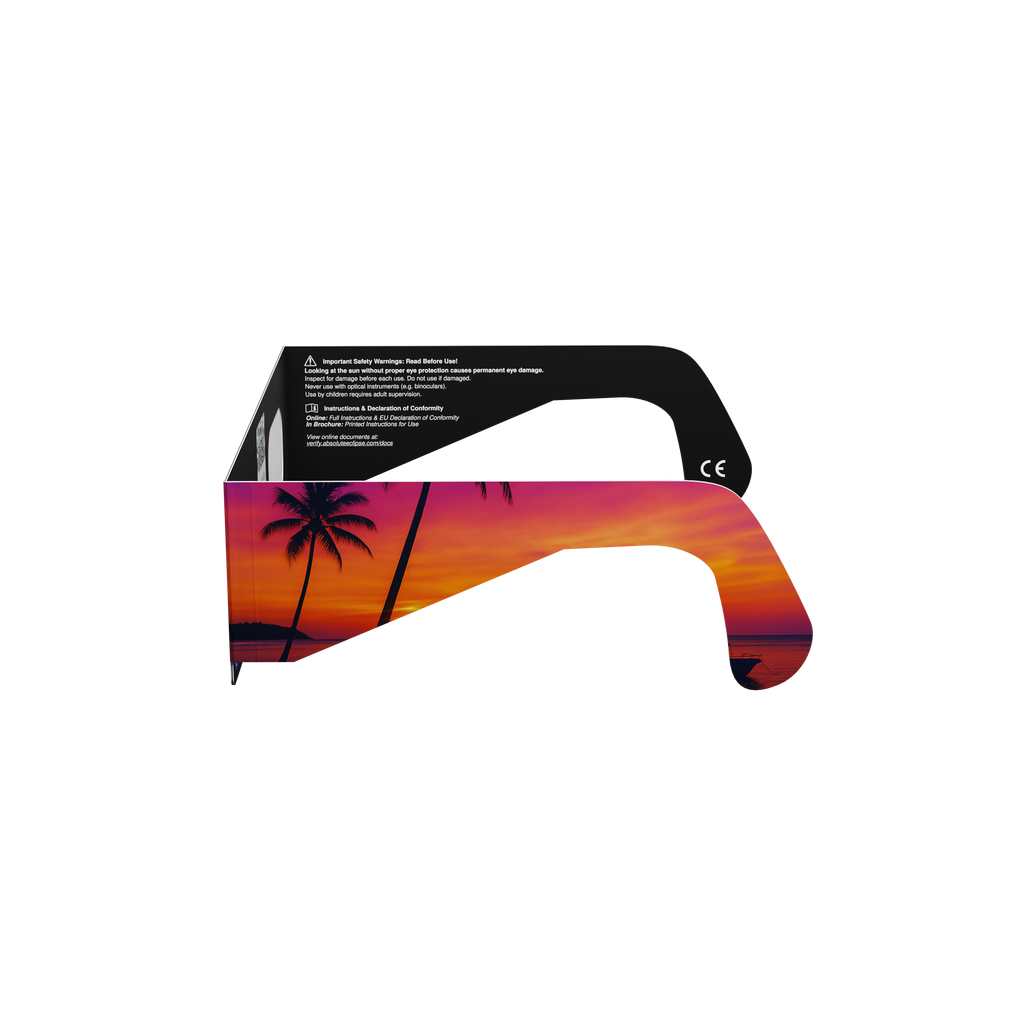 Palms solar eclipse glasses - 270° angle (transparent background)