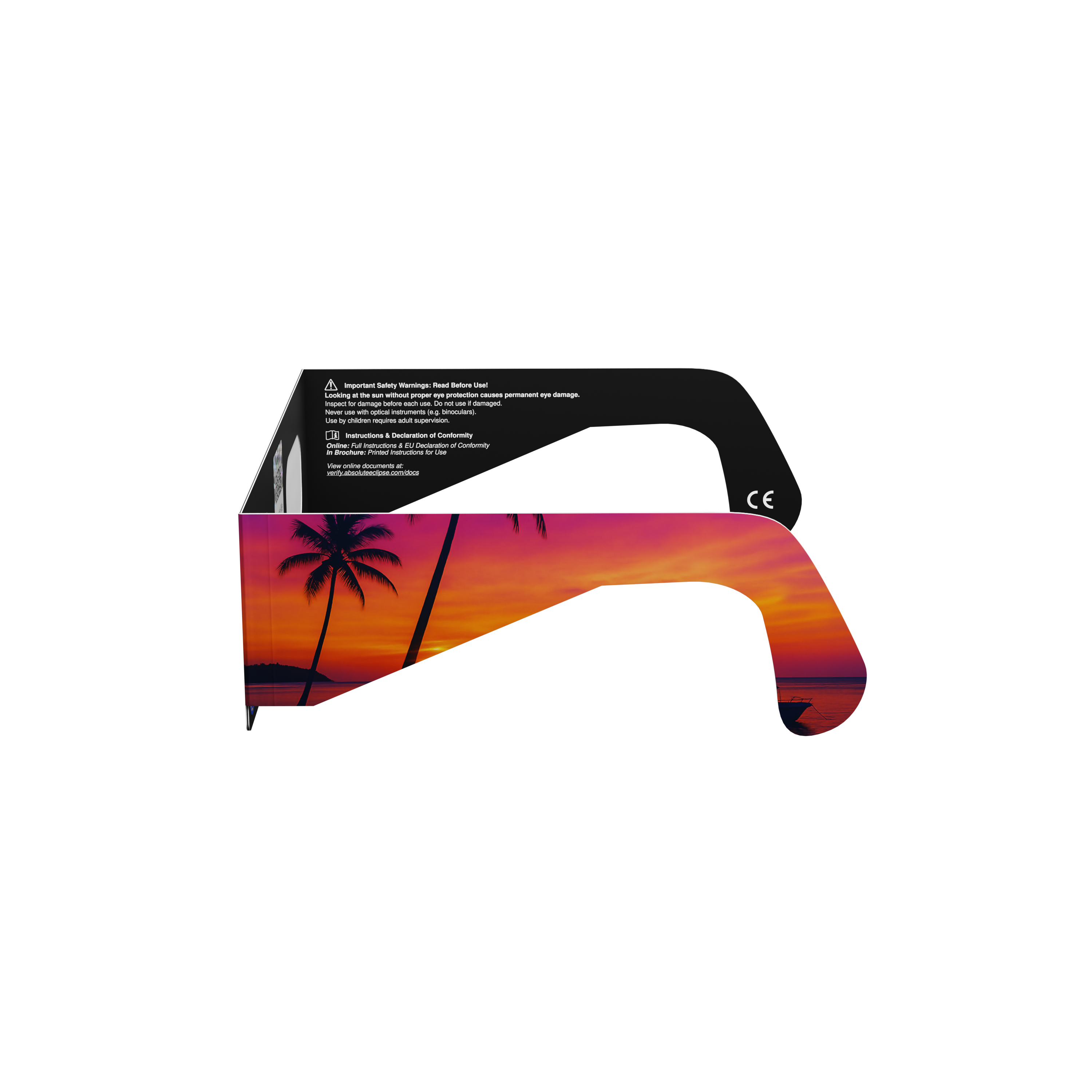 Palms solar eclipse glasses - 270° angle (transparent background)