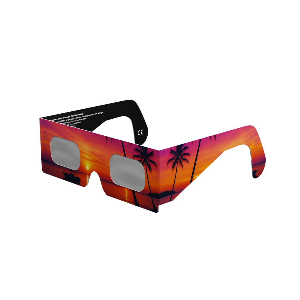 Palms solar eclipse glasses - 315° angle (transparent background)
