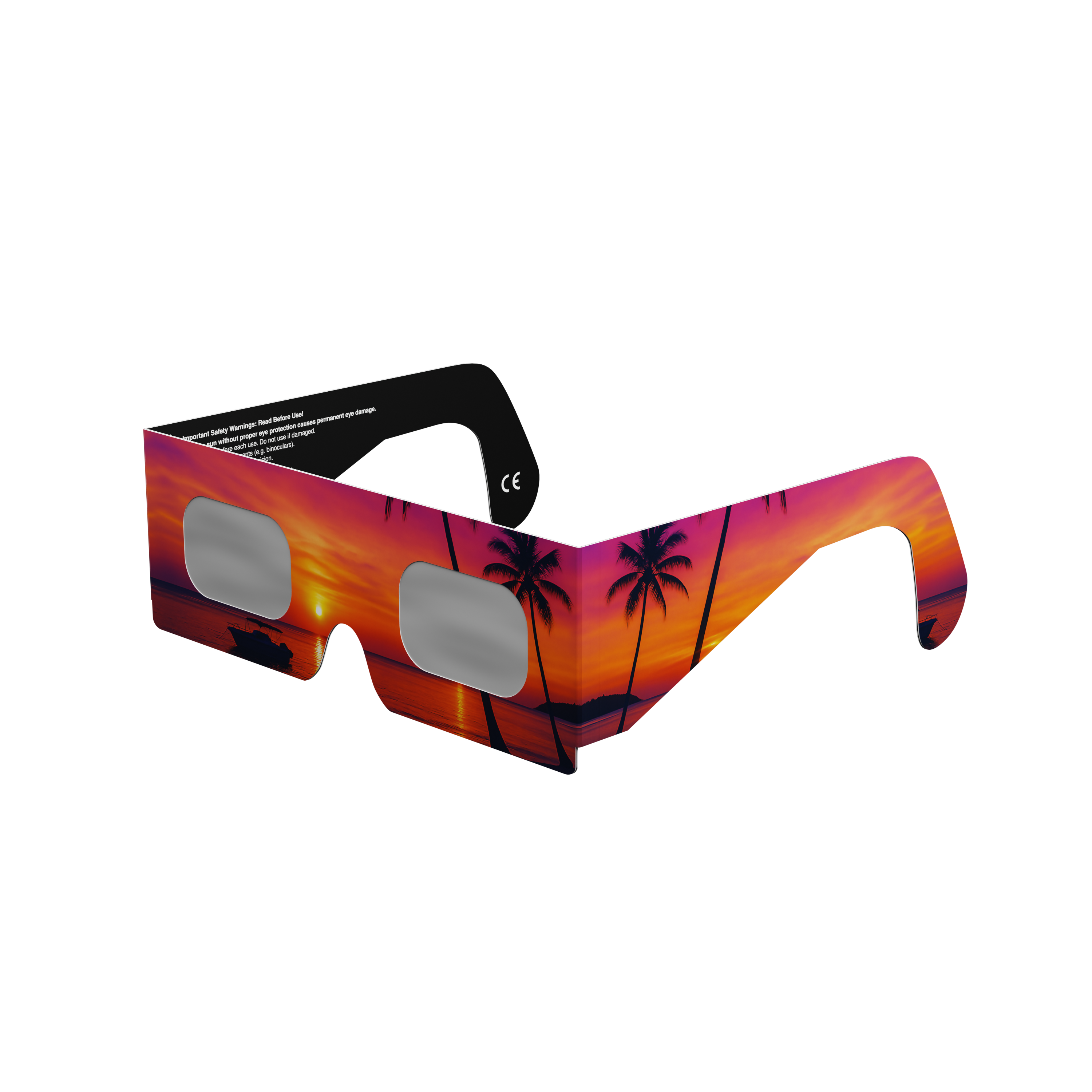 Palms solar eclipse glasses - 315° angle (transparent background)