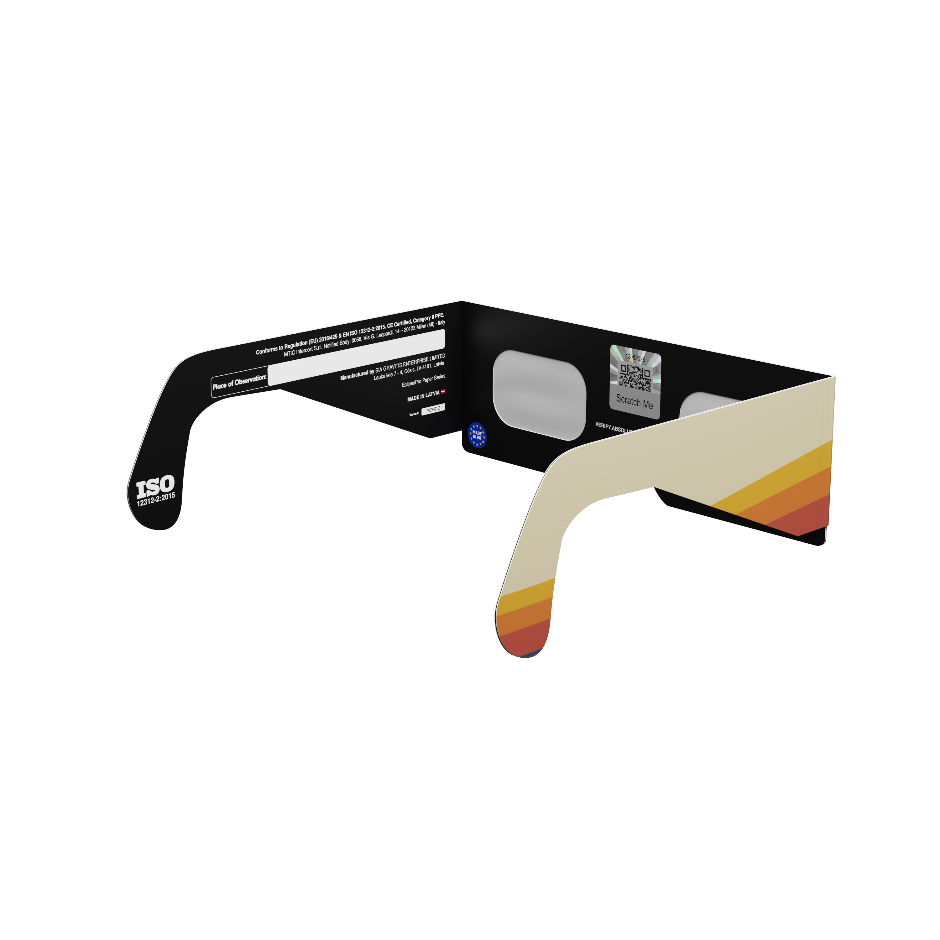 Peace solar eclipse glasses - 135° angle (transparent background)