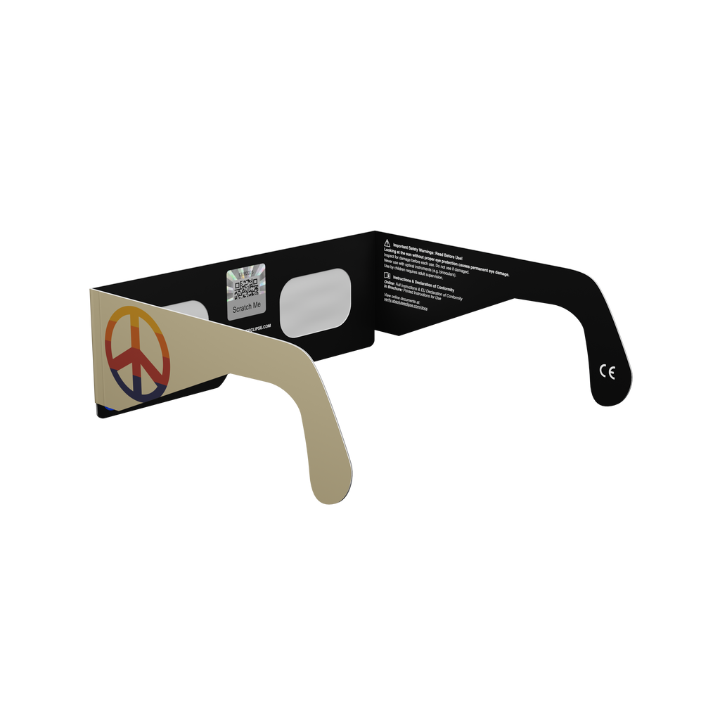 Peace solar eclipse glasses - 225° angle (transparent background)