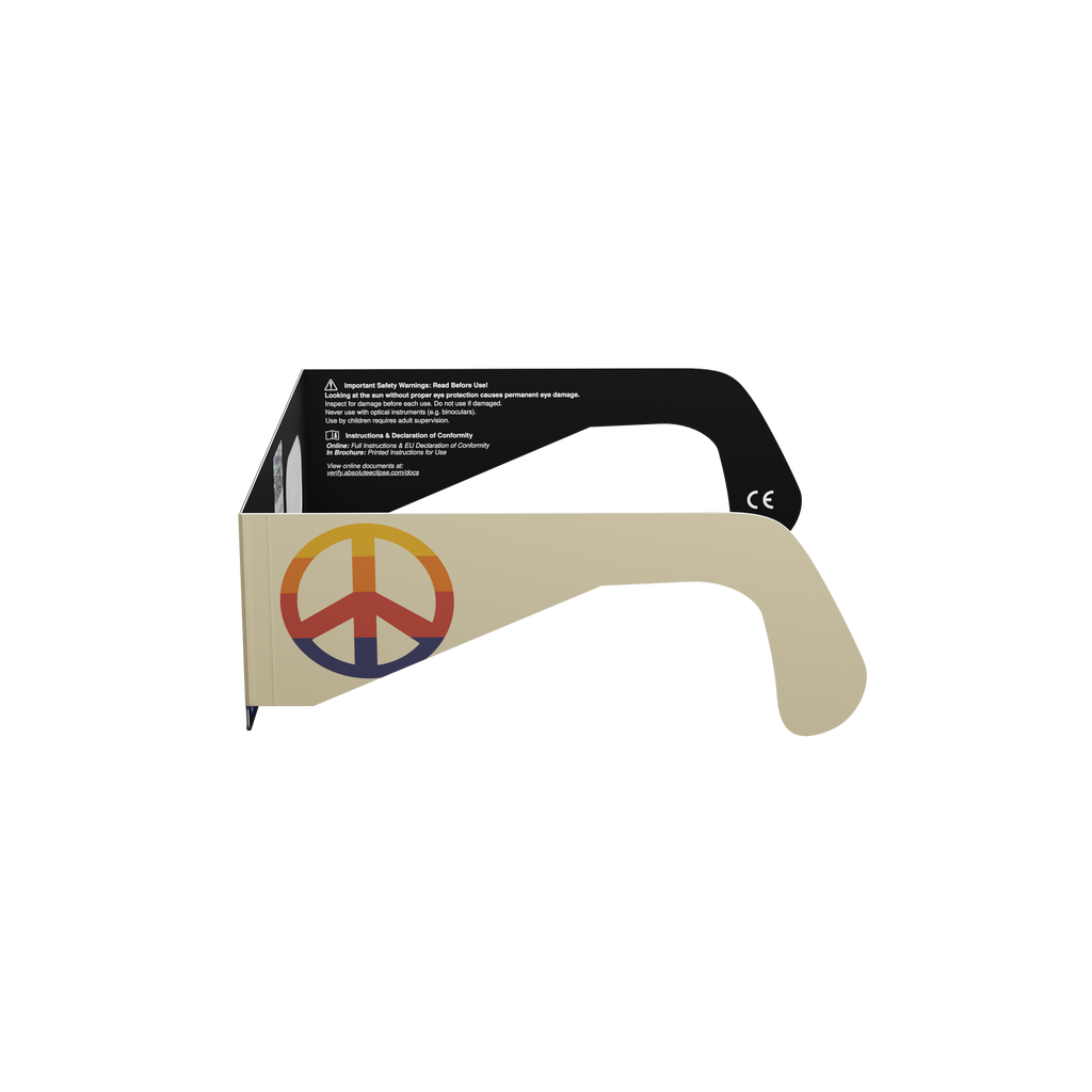 Peace solar eclipse glasses - 270° angle (transparent background)