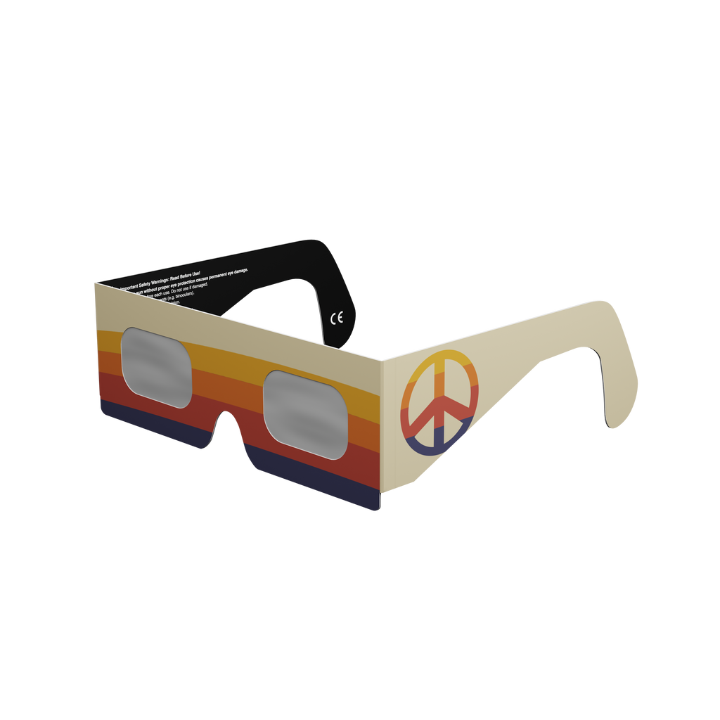 Peace solar eclipse glasses - 315° angle (transparent background)