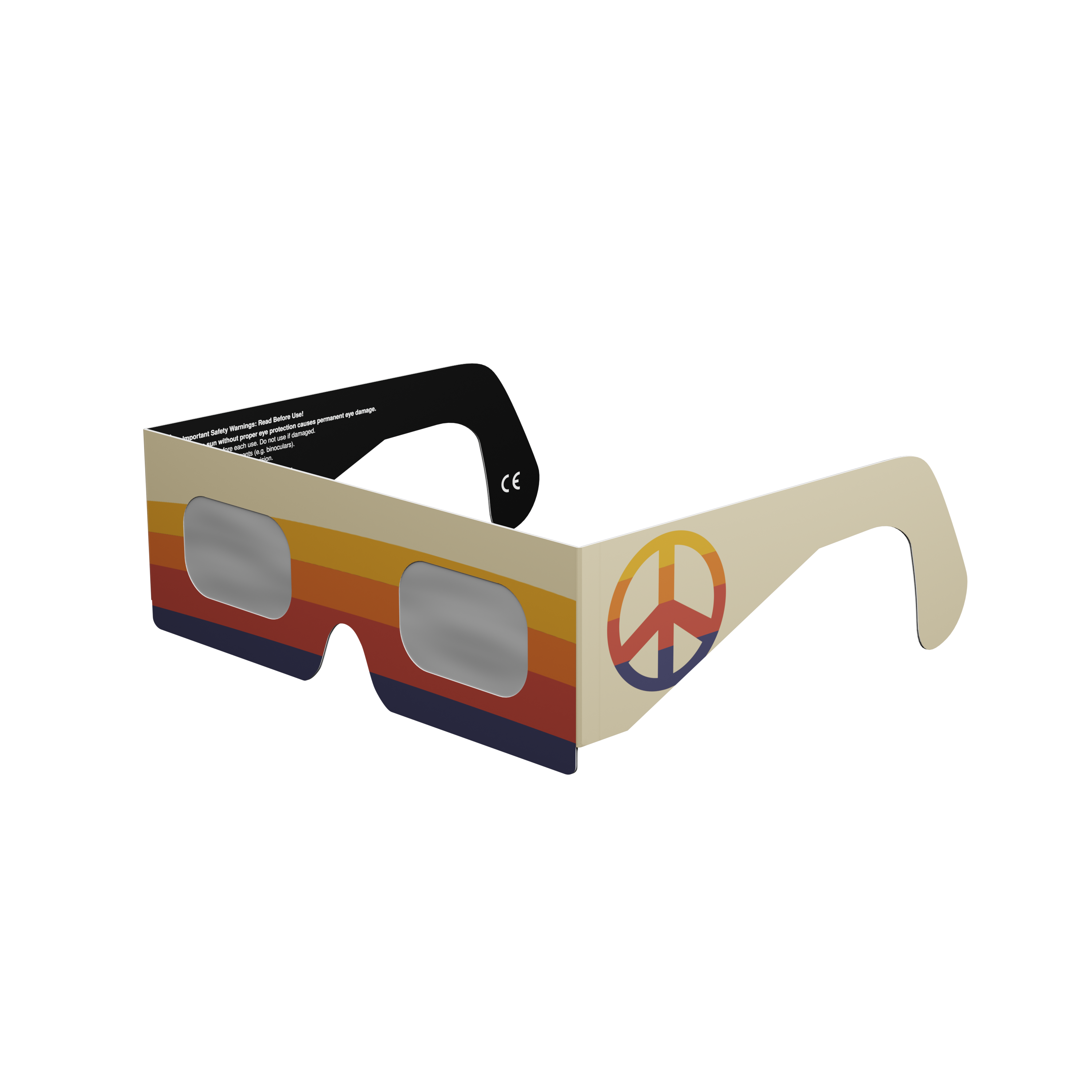 Peace solar eclipse glasses - 315° angle (transparent background)